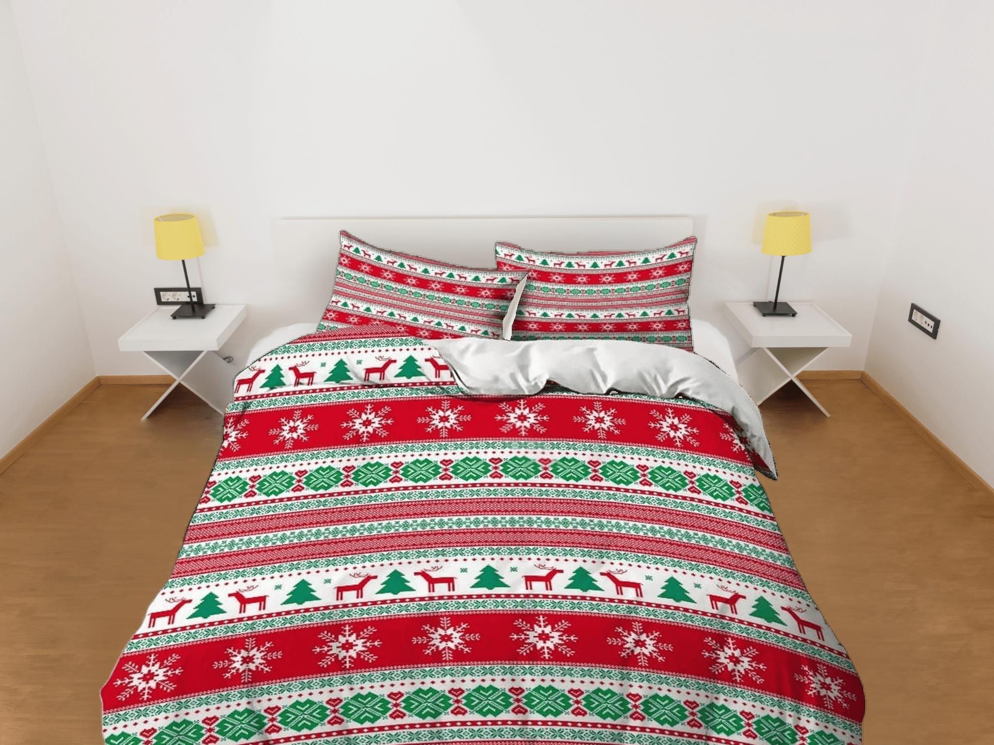 daintyduvet 1950s ugly Christmas sweater inspired bedding & pillowcase holiday gift duvet cover king queen toddler bedding baby Christmas farmhouse