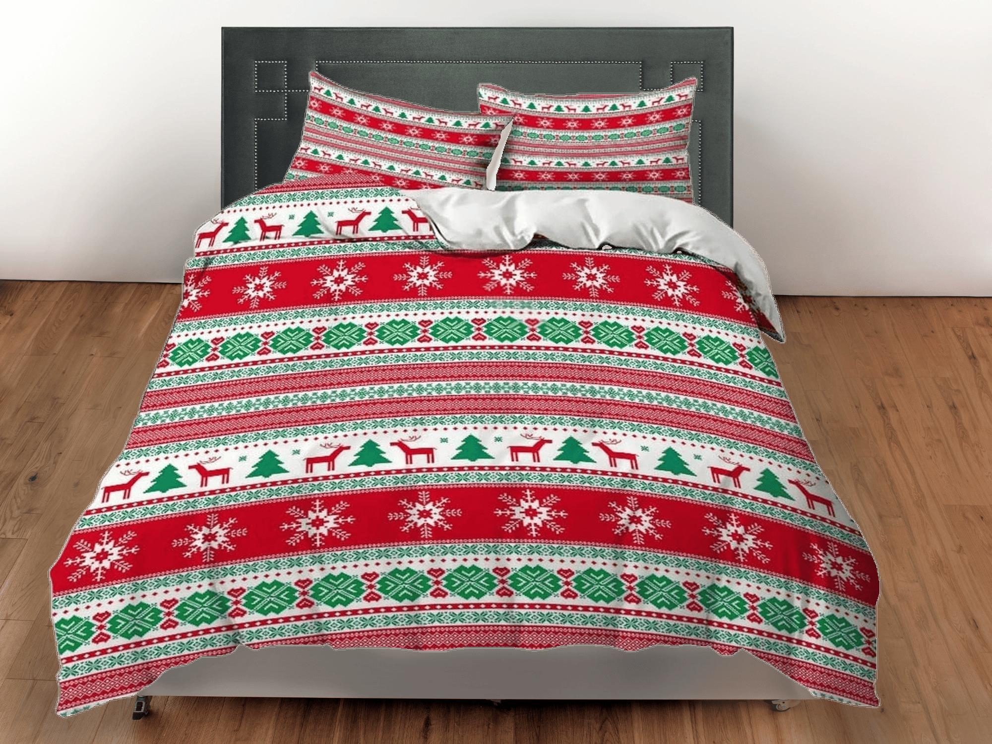 daintyduvet 1950s ugly Christmas sweater inspired bedding & pillowcase holiday gift duvet cover king queen toddler bedding baby Christmas farmhouse