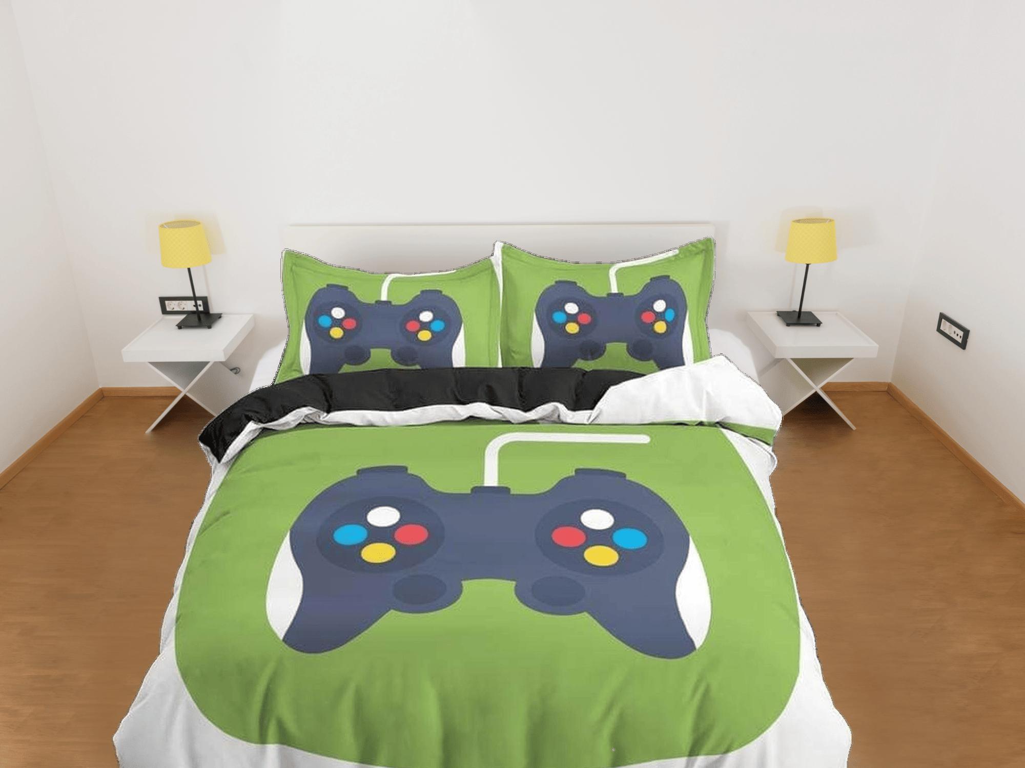 daintyduvet 90s gamer bedding controller design duvet cover, video gamer boyfriend gift bedding set full king queen twin, boys bedroom, dorm bedding