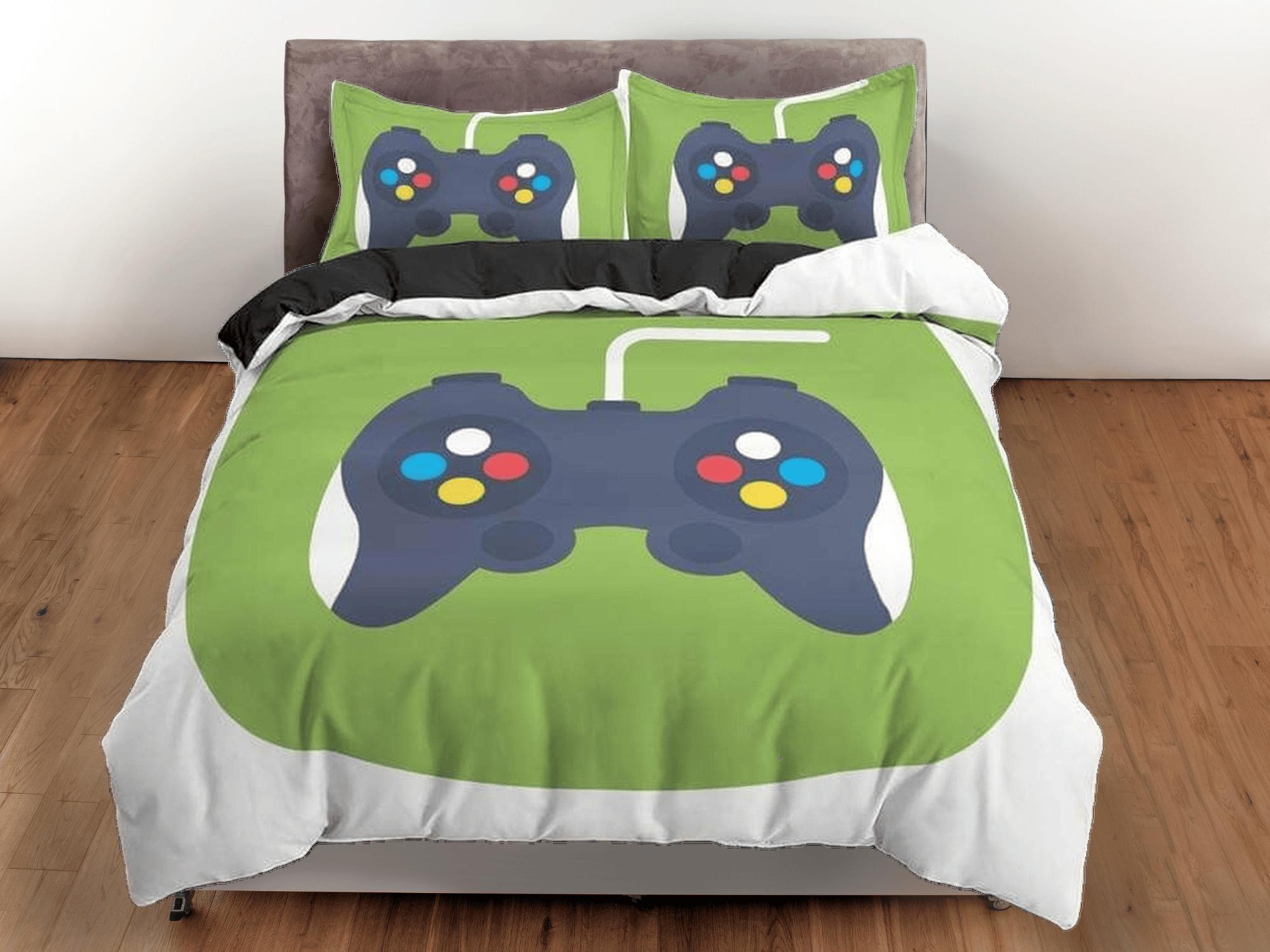 daintyduvet 90s gamer bedding controller design duvet cover, video gamer boyfriend gift bedding set full king queen twin, boys bedroom, dorm bedding