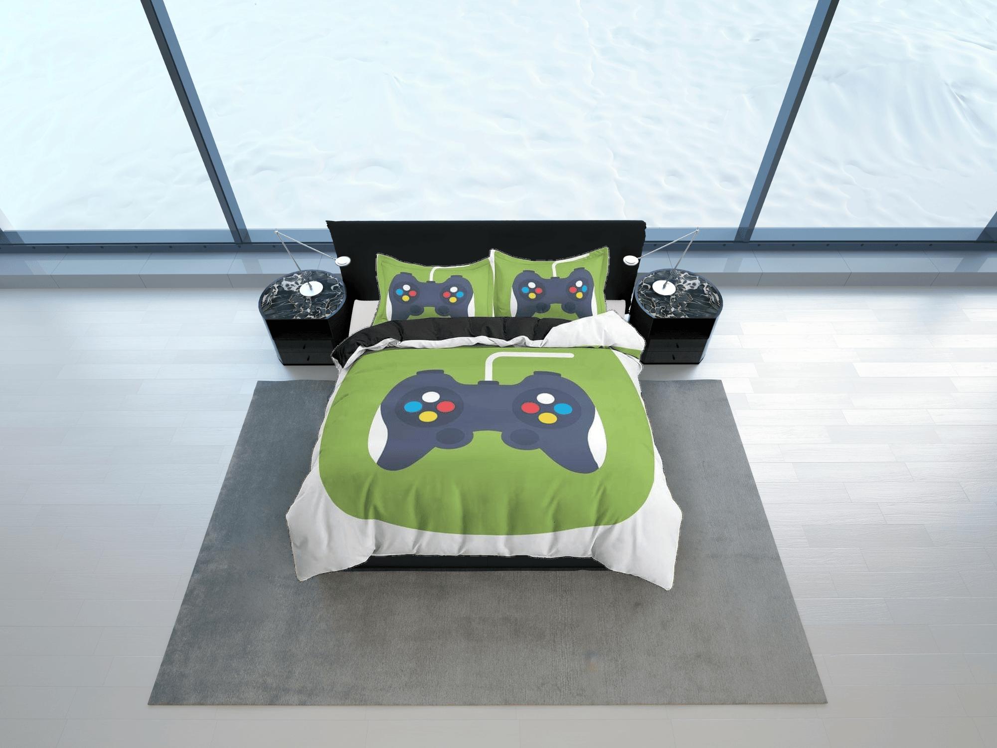 daintyduvet 90s gamer bedding controller design duvet cover, video gamer boyfriend gift bedding set full king queen twin, boys bedroom, dorm bedding
