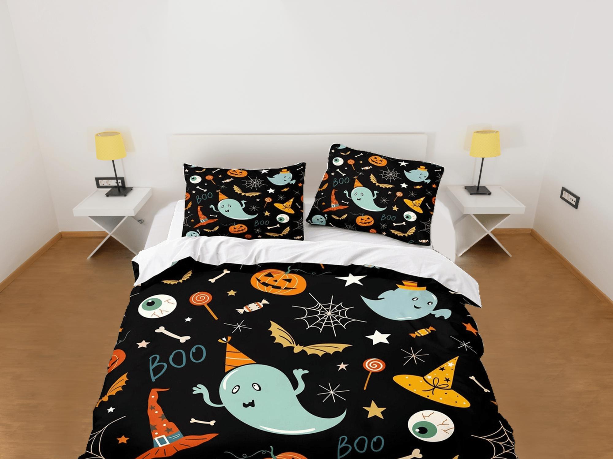 daintyduvet 90s nostalgia halloween bedding & pillowcase, black duvet cover set dorm bedding, retro halloween, nursery toddler bedding, halloween gift