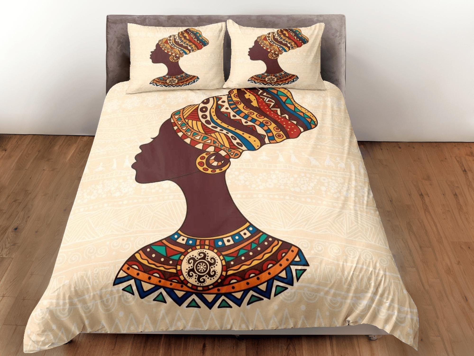 daintyduvet African black woman bedding set duvet cover, boho bedding, african ethnic tribal designs, afrocentric designer bedding, south african gift