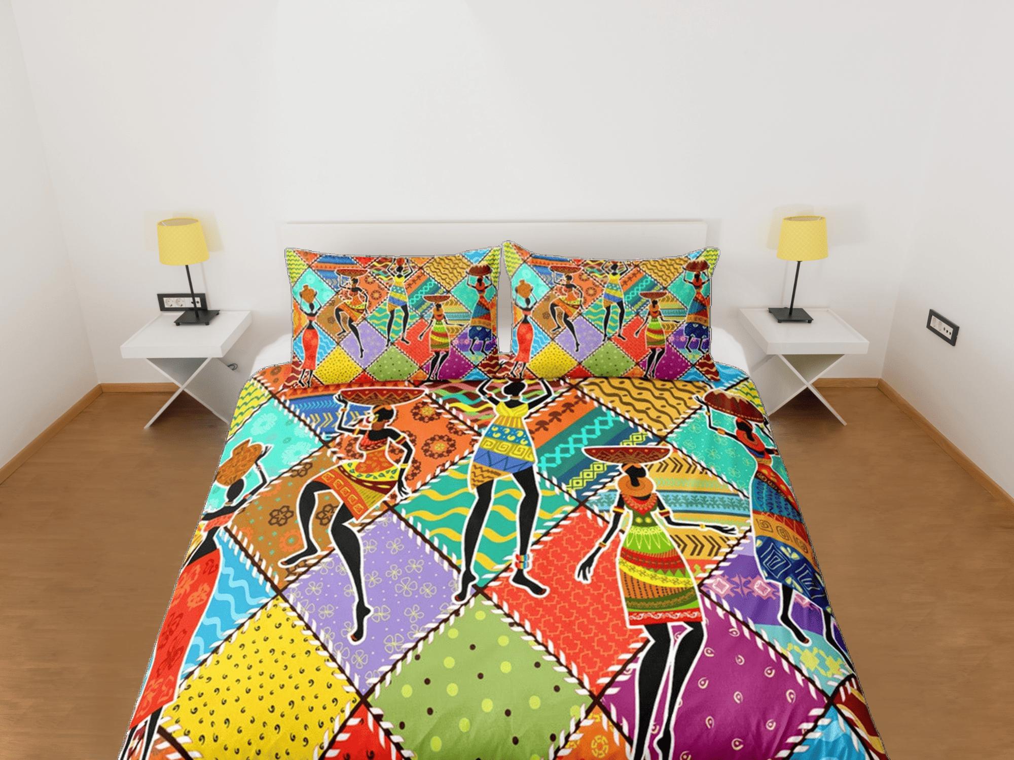 daintyduvet African women patchwork bedding set duvet cover, boho bedding set, ethnic tribal designs, afrocentric designer bedding, south african gift