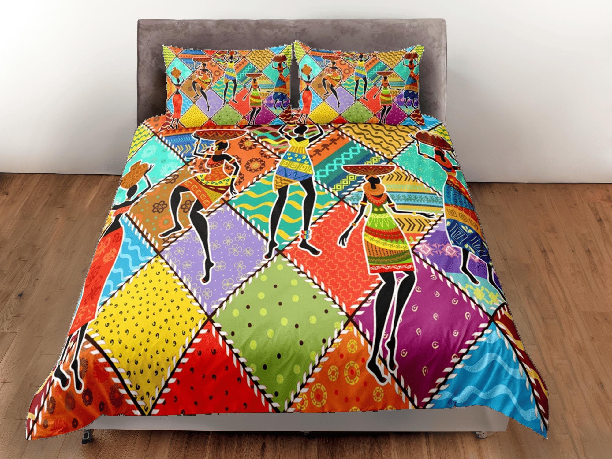 daintyduvet African women patchwork bedding set duvet cover, boho bedding set, ethnic tribal designs, afrocentric designer bedding, south african gift