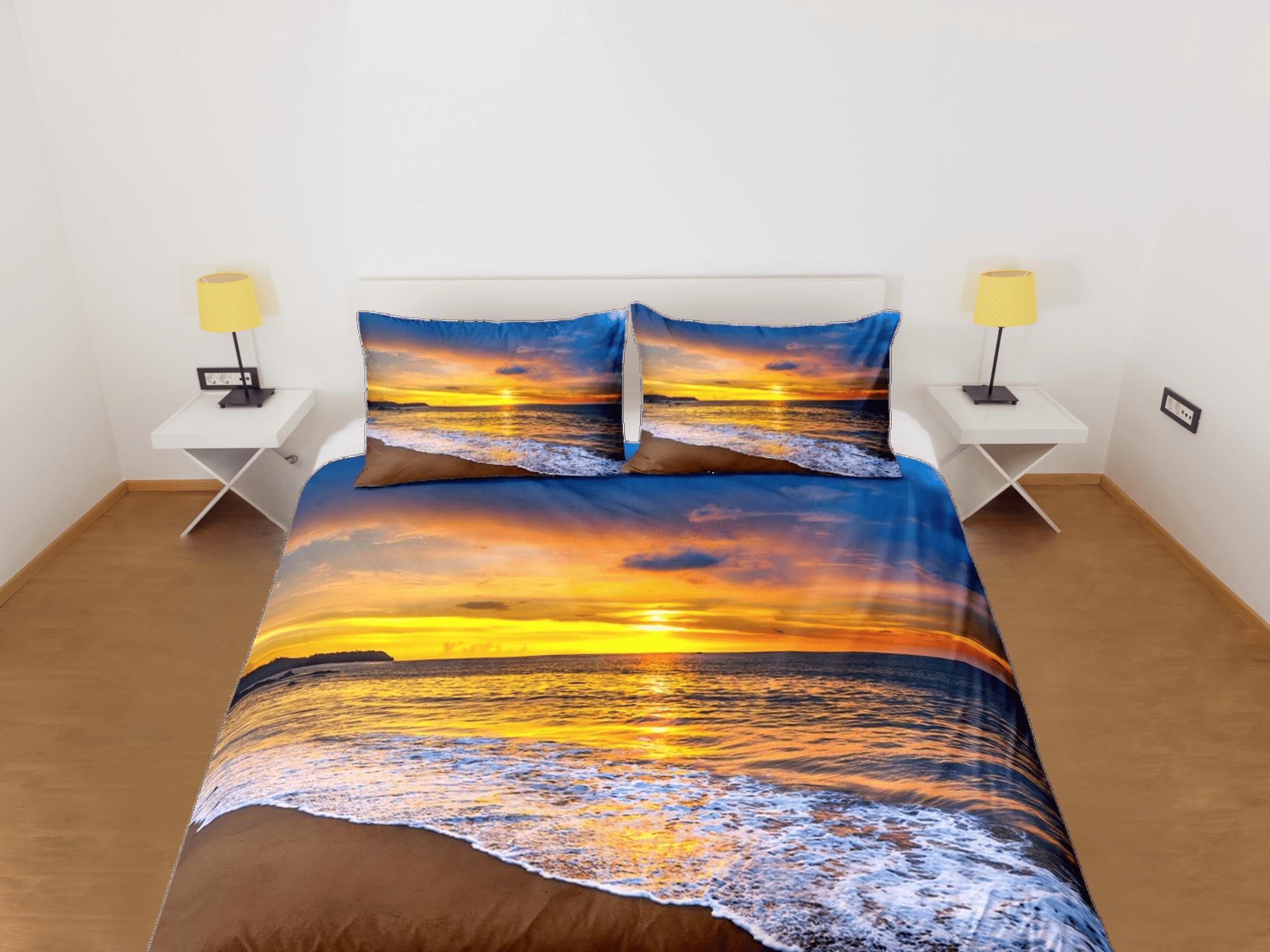 daintyduvet Afternoon in the beach coastal grandma duvet cover nautical bedding set full queen king, aesthetic beach room decor, ocean lover gift seaman