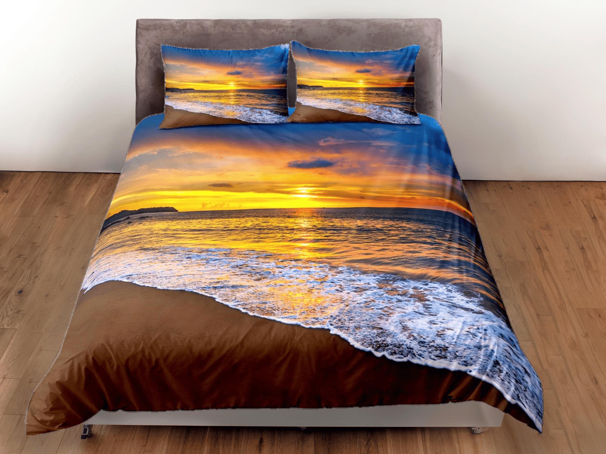 daintyduvet Afternoon in the beach coastal grandma duvet cover nautical bedding set full queen king, aesthetic beach room decor, ocean lover gift seaman