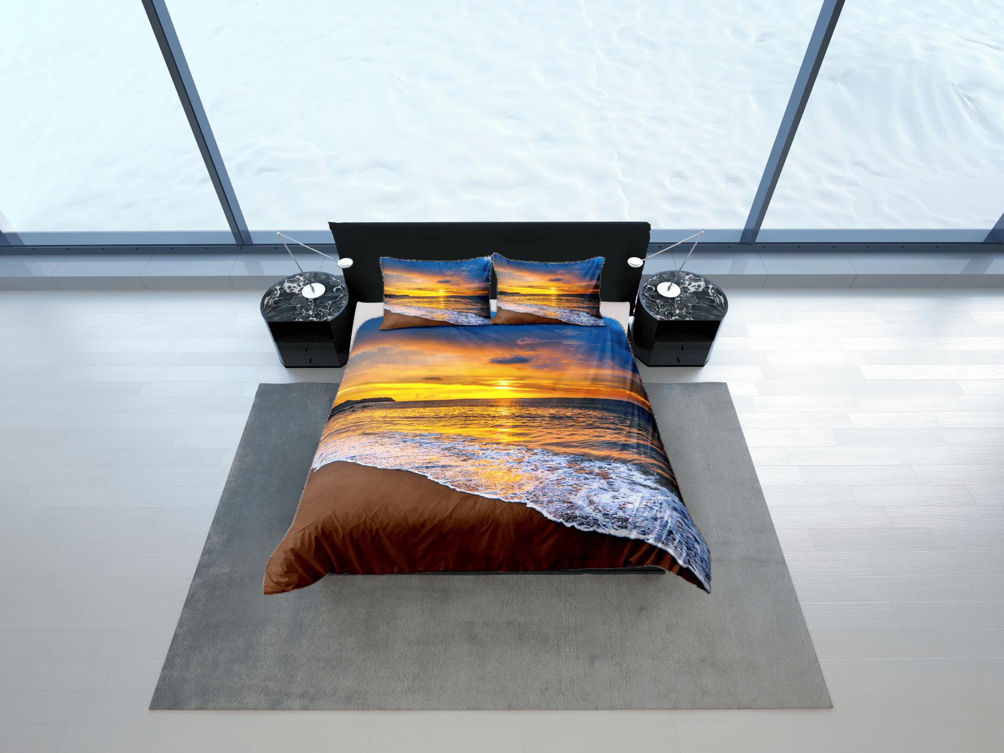 daintyduvet Afternoon in the beach coastal grandma duvet cover nautical bedding set full queen king, aesthetic beach room decor, ocean lover gift seaman