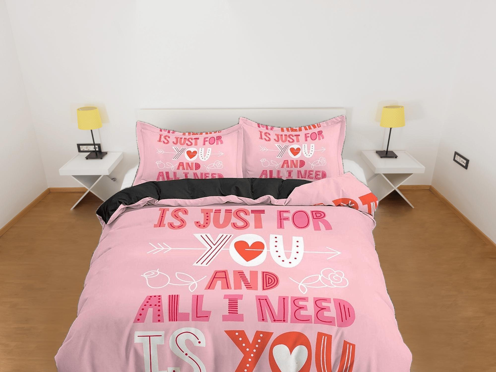 daintyduvet ALL I NEED is YOU Pink Bedding Set, Girly Dorm Bedding, Duvet Cover and Pillowcase, Aesthetic Duvet Cover King Queen Full Twin Single