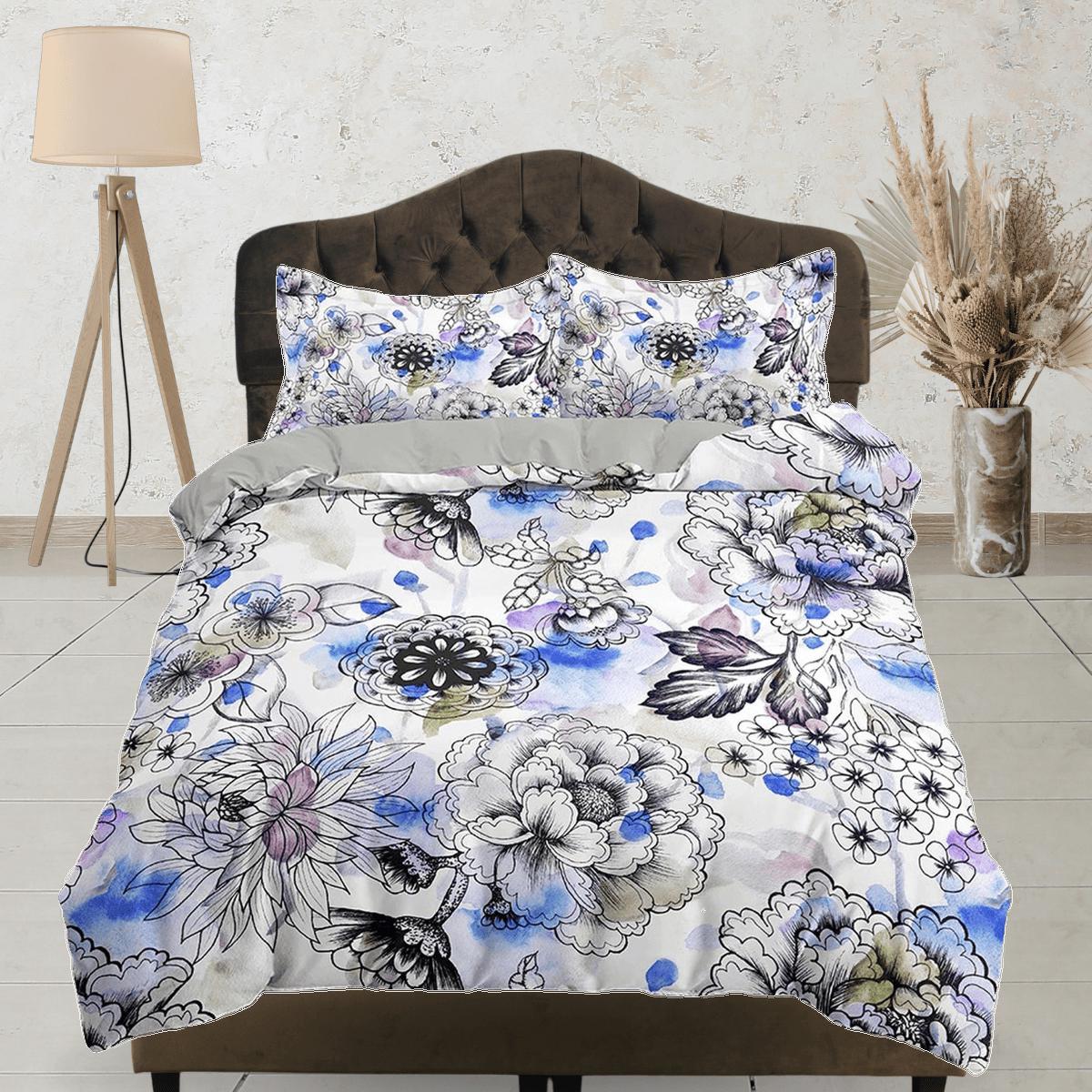 daintyduvet Artistic floral duvet cover colorful bedding, teen girl bedroom, baby girl crib bedding boho maximalist bedspread aesthetic bedding