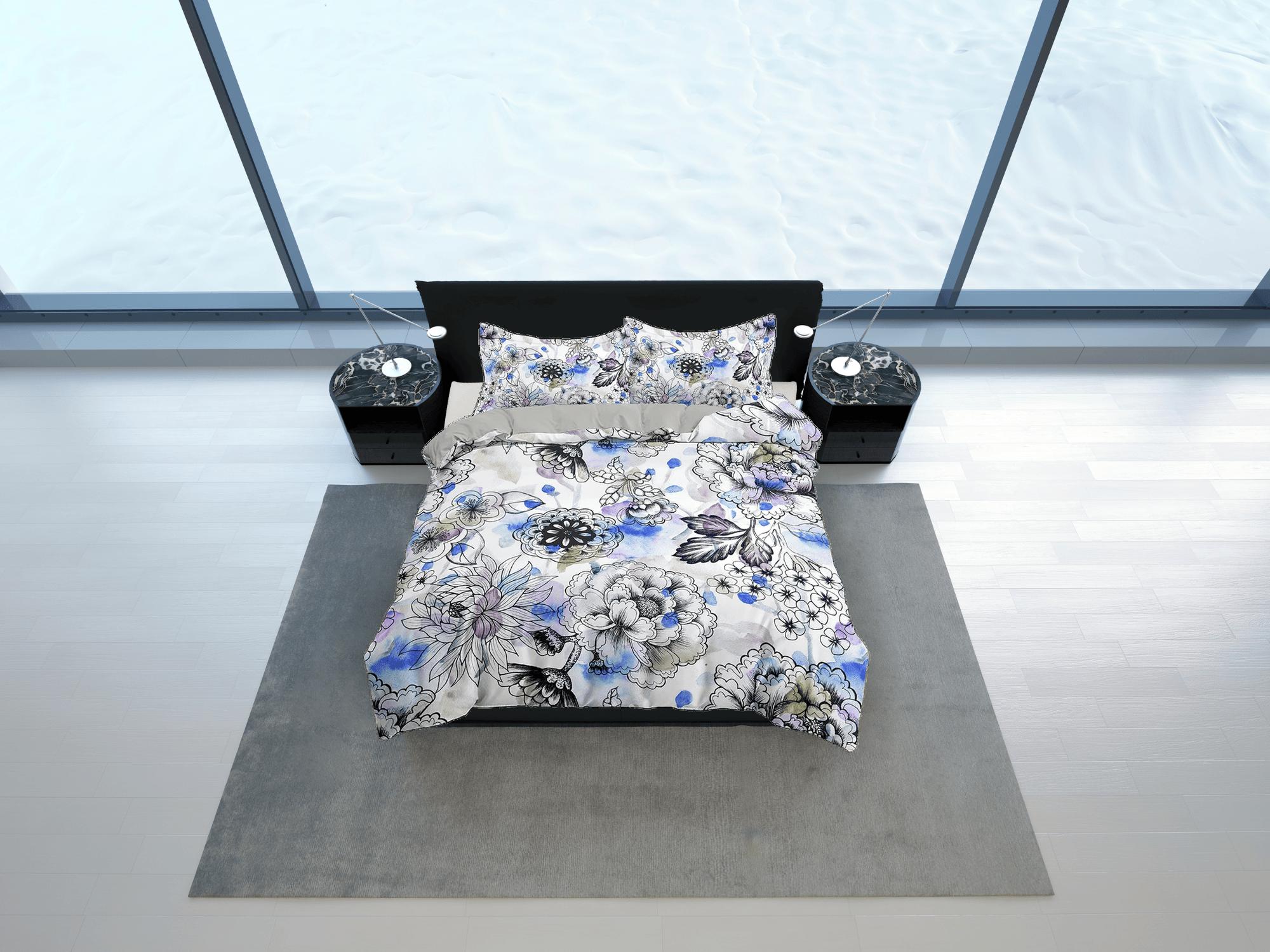 daintyduvet Artistic floral duvet cover colorful bedding, teen girl bedroom, baby girl crib bedding boho maximalist bedspread aesthetic bedding