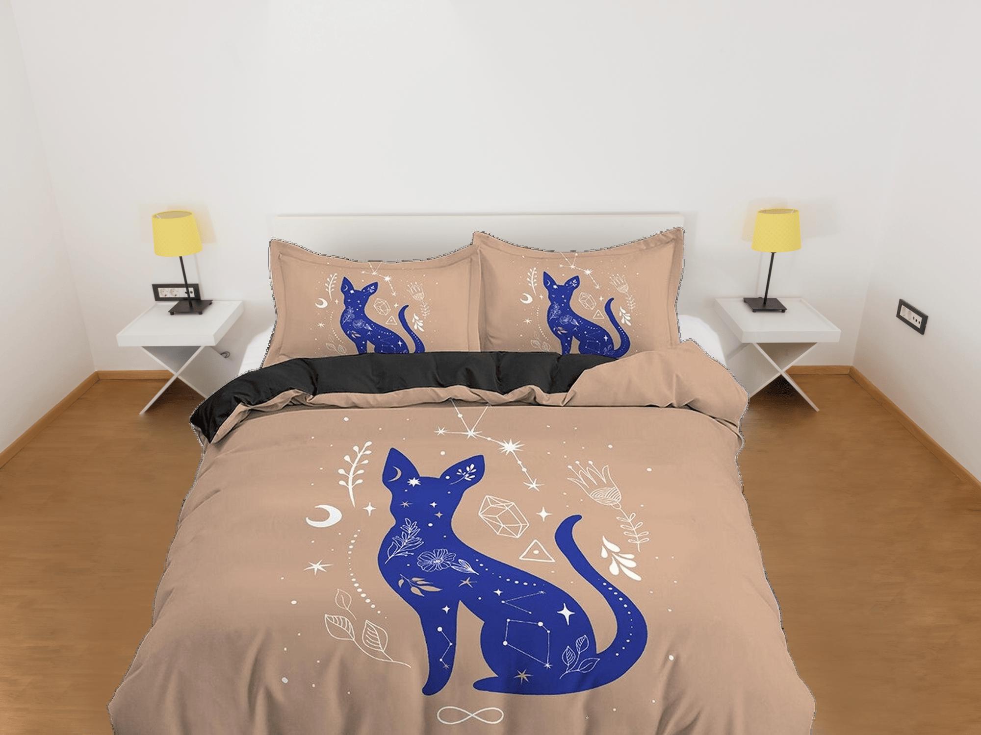 daintyduvet Astrology Zodiac Mystic Cat Boho Bedding, Bohemian Dorm Bedding, Duvet Cover Set, Aesthetic Duvet Cover King Queen Full Twin Single