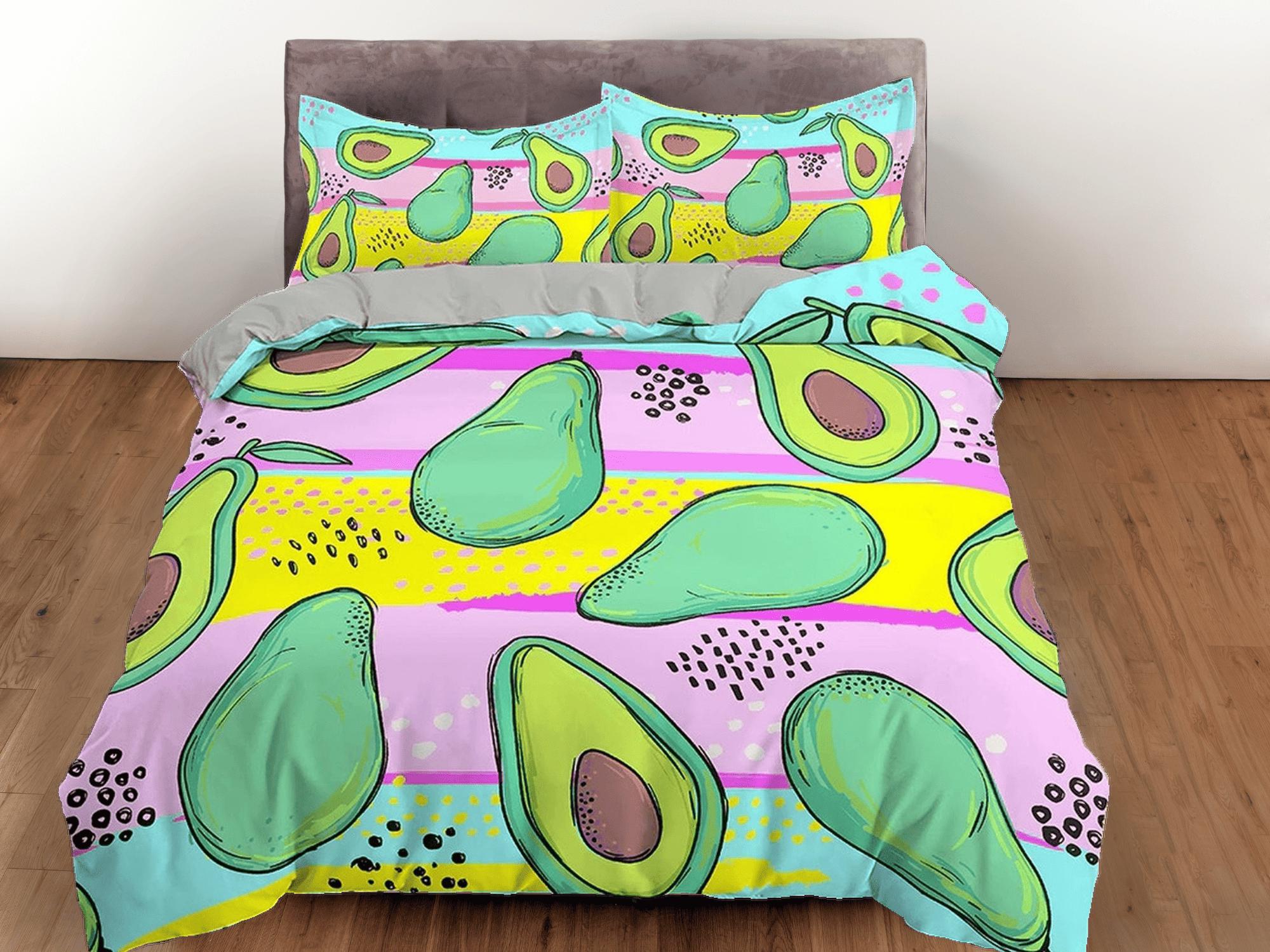 daintyduvet Avocado Bright Colored Toddler Bedding, Unique Duvet Cover for Nursery, Crib Bedding & Pillowcase, Baby Zipper Bedding, King Queen Full Twin