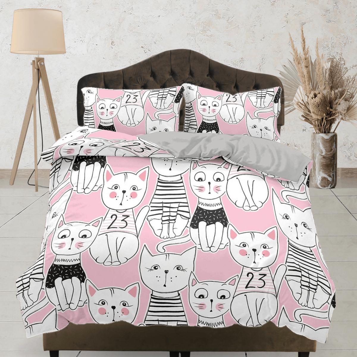 daintyduvet Awkward funny cat bedding, toddler bedding, kids duvet cover set, gift for cat lovers, baby bedding, baby shower gift, pink bedding