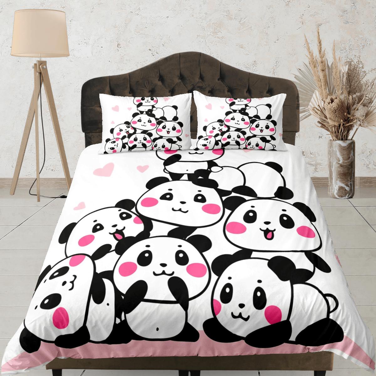 daintyduvet Baby panda club duvet cover for kids, bedding set full, king, queen, dorm bedding, toddler bedding, aesthetic bedspread, panda lovers gift