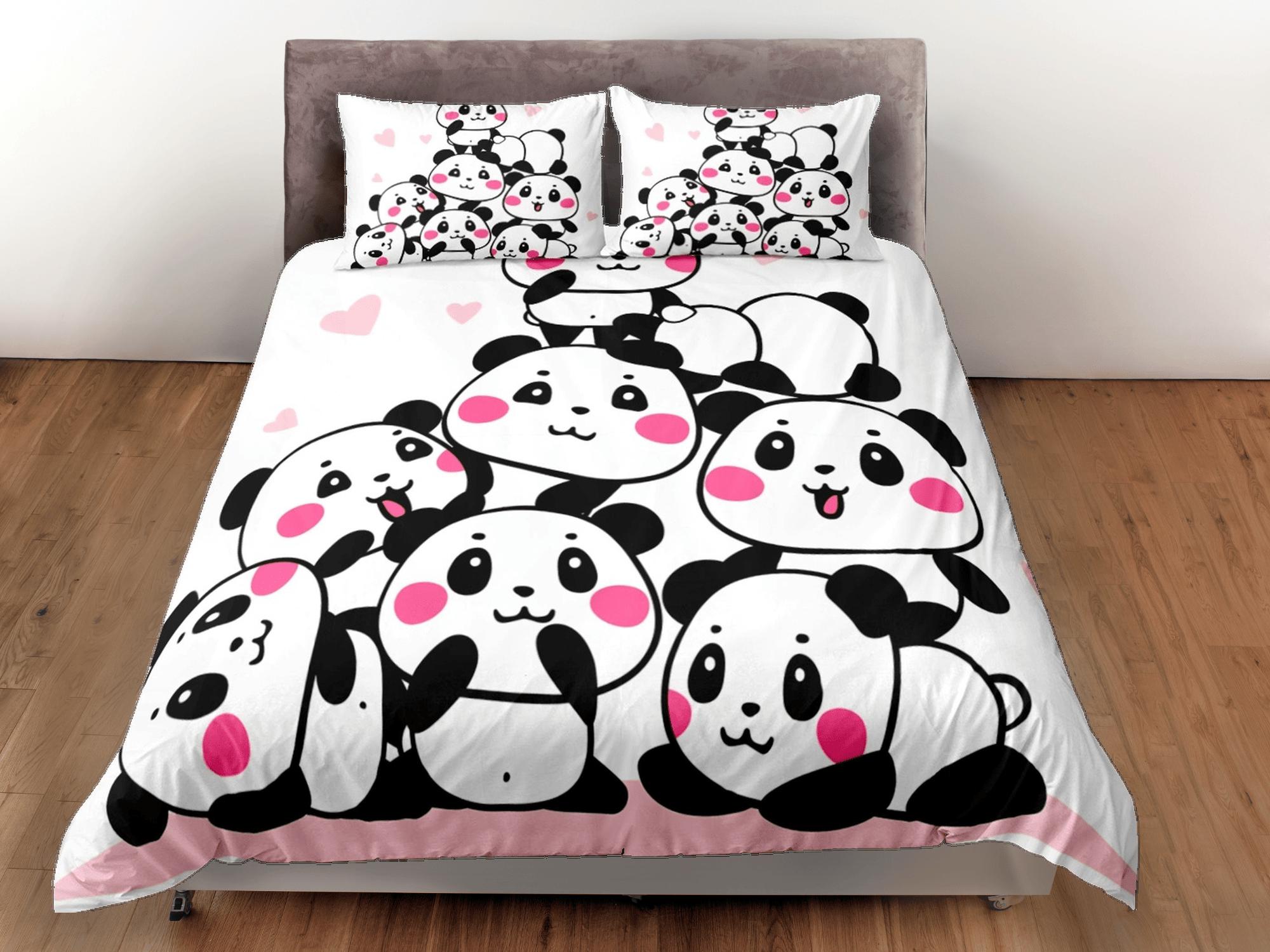 daintyduvet Baby panda club duvet cover for kids, bedding set full, king, queen, dorm bedding, toddler bedding, aesthetic bedspread, panda lovers gift