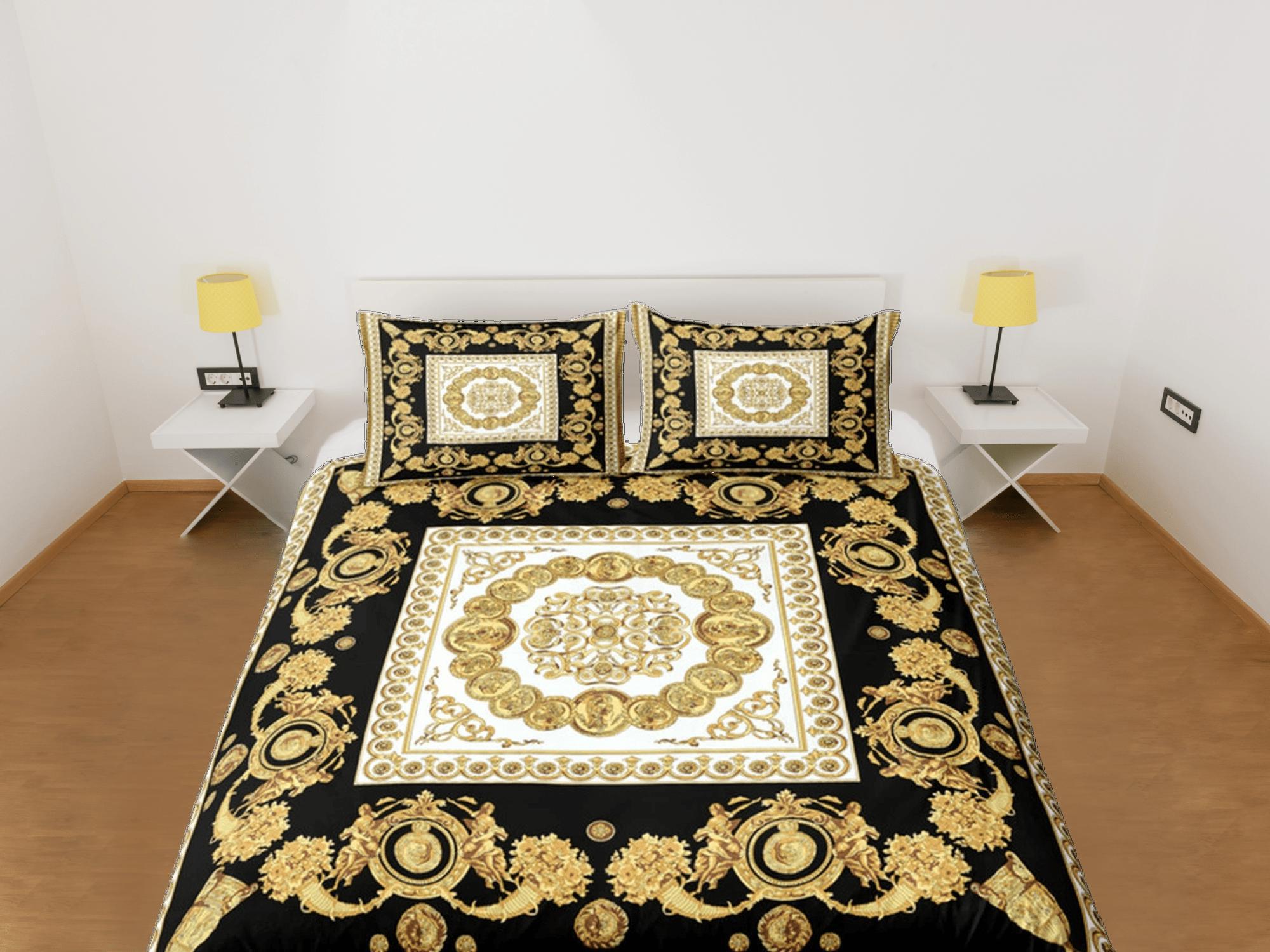 daintyduvet Baroque Gold Luxury Duvet Cover Set Aesthetic Bedding Set Full Victorian Decor,