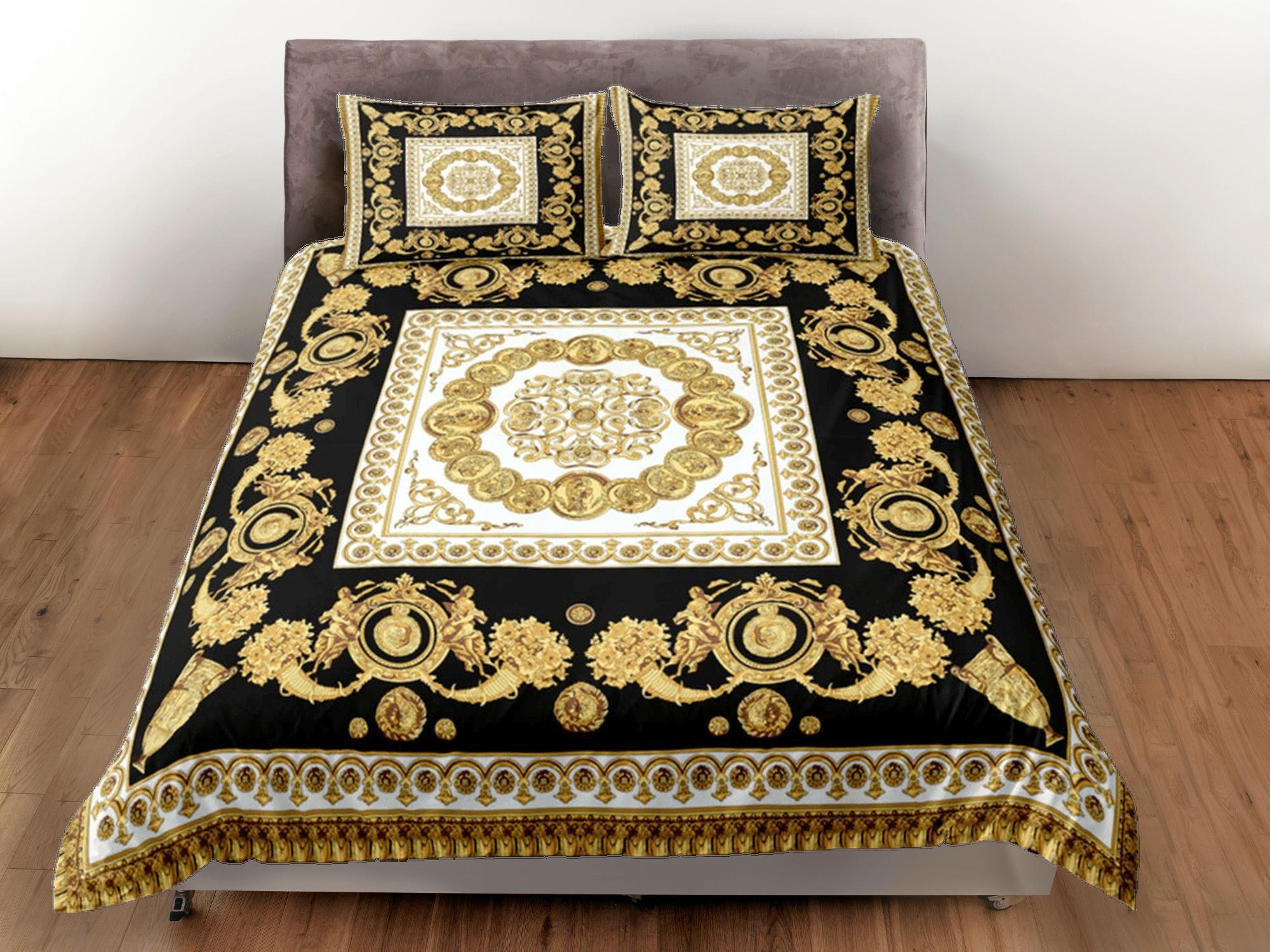 daintyduvet Baroque Gold Luxury Duvet Cover Set Aesthetic Bedding Set Full Victorian Decor,