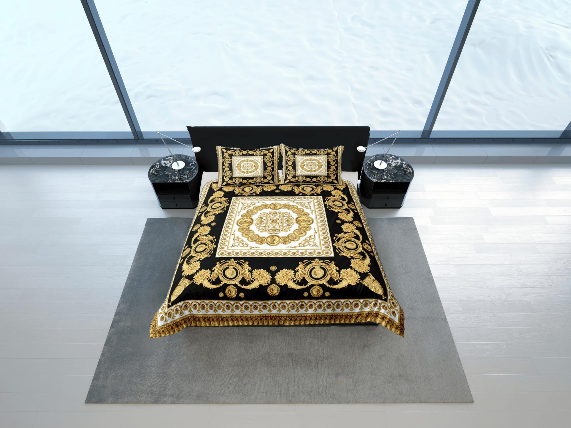 daintyduvet Baroque Gold Luxury Duvet Cover Set Aesthetic Bedding Set Full Victorian Decor,