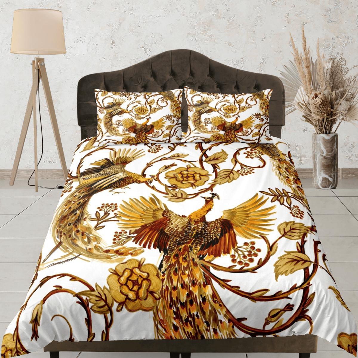 daintyduvet Baroque Golden Bird Luxury Duvet Cover Set Aesthetic Bedding Set Full Victorian Decor