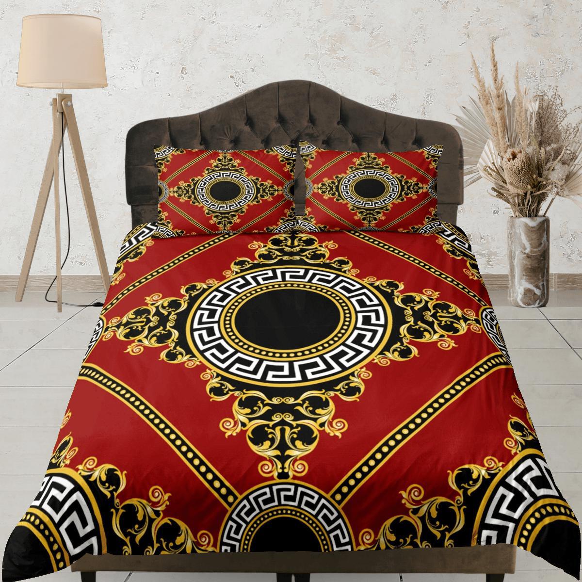 daintyduvet Baroque Red Luxury Duvet Cover Set Aesthetic Bedding Set Full Victorian Decor,