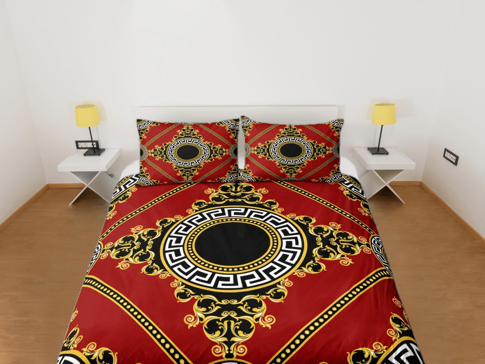 daintyduvet Baroque Red Luxury Duvet Cover Set Aesthetic Bedding Set Full Victorian Decor,