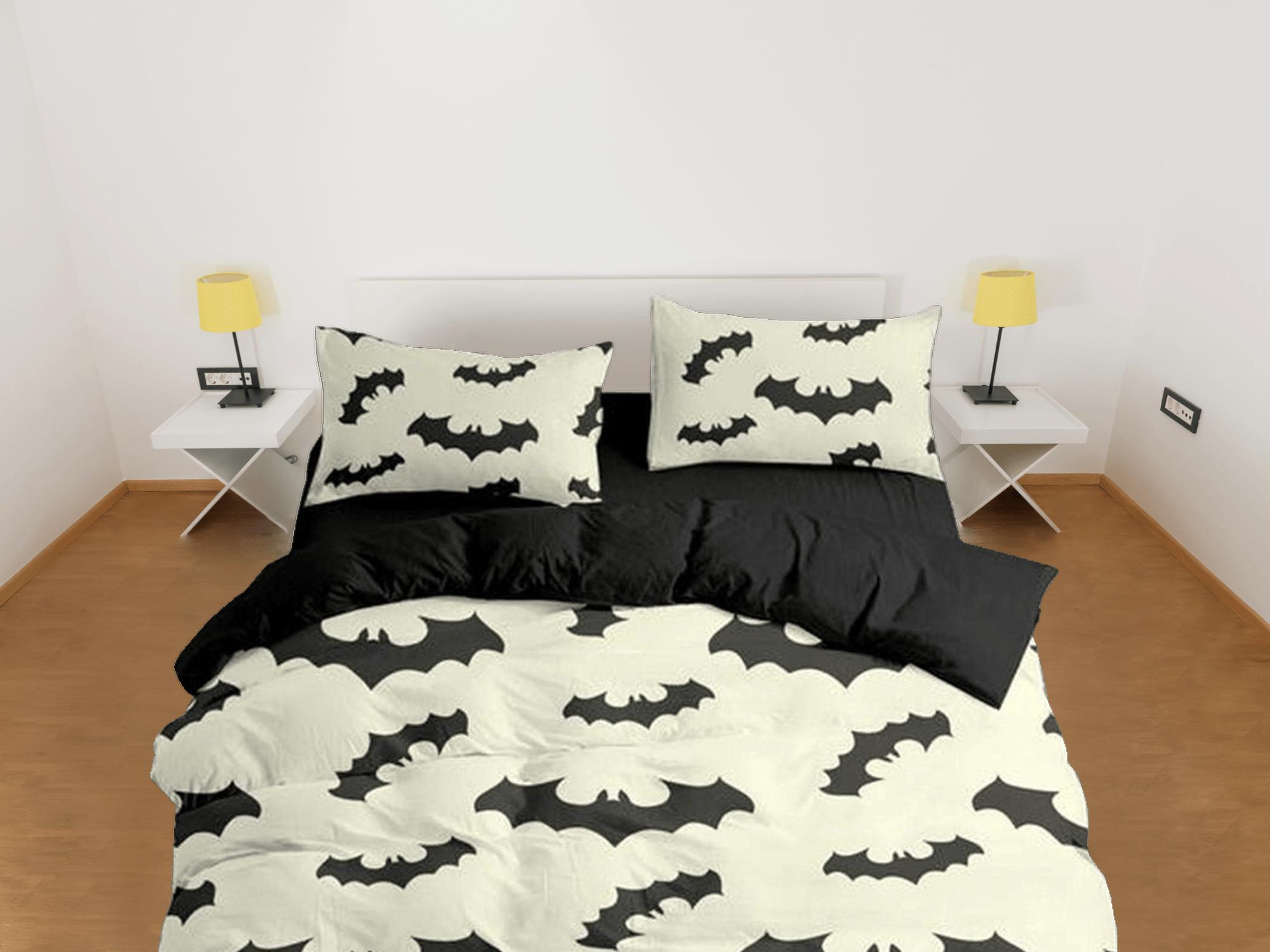 daintyduvet Bat pattern halloween full size bedding & pillowcase, cream white duvet cover set dorm bedding, nursery toddler bedding, halloween gift