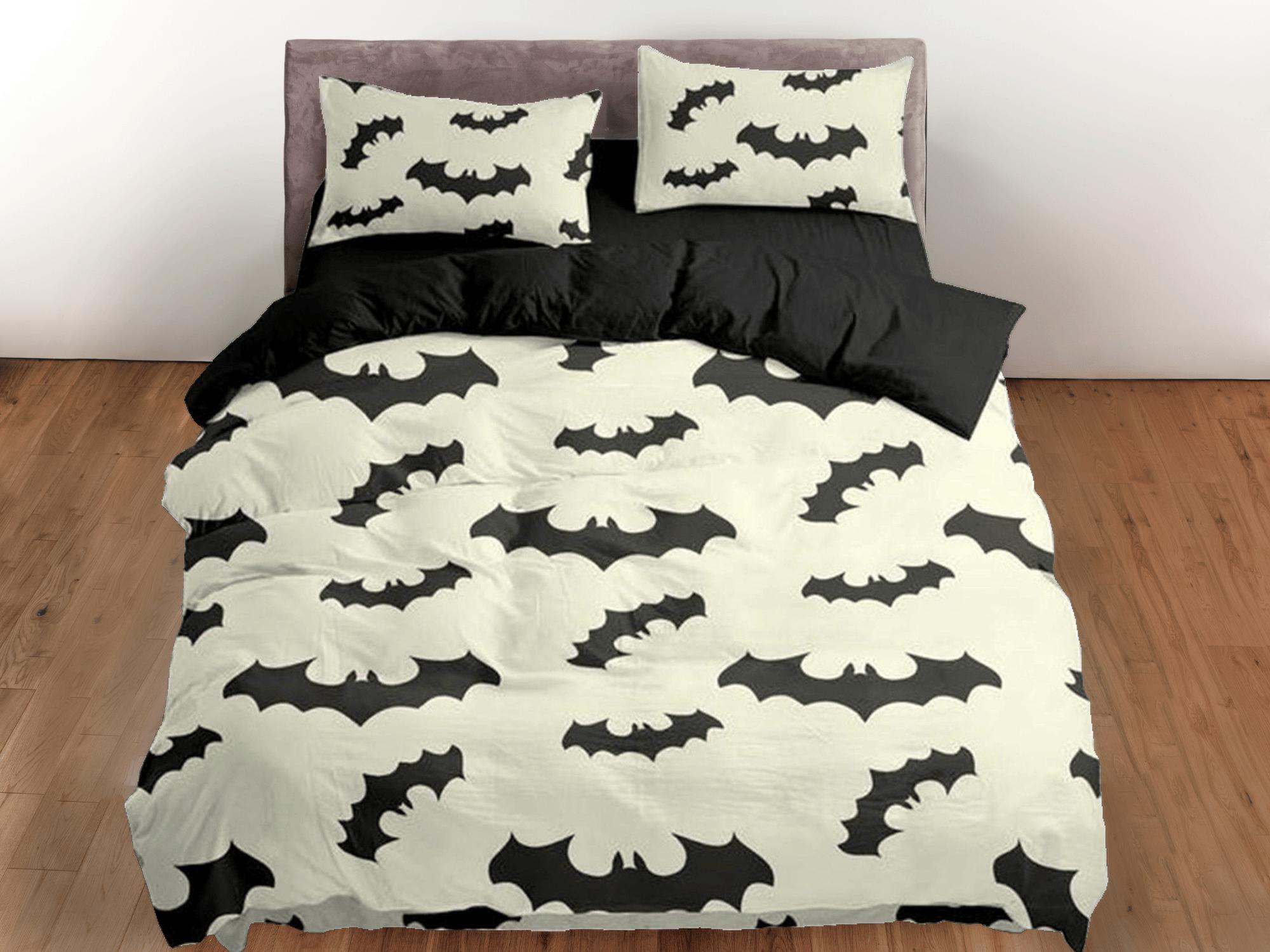 daintyduvet Bat pattern halloween full size bedding & pillowcase, cream white duvet cover set dorm bedding, nursery toddler bedding, halloween gift
