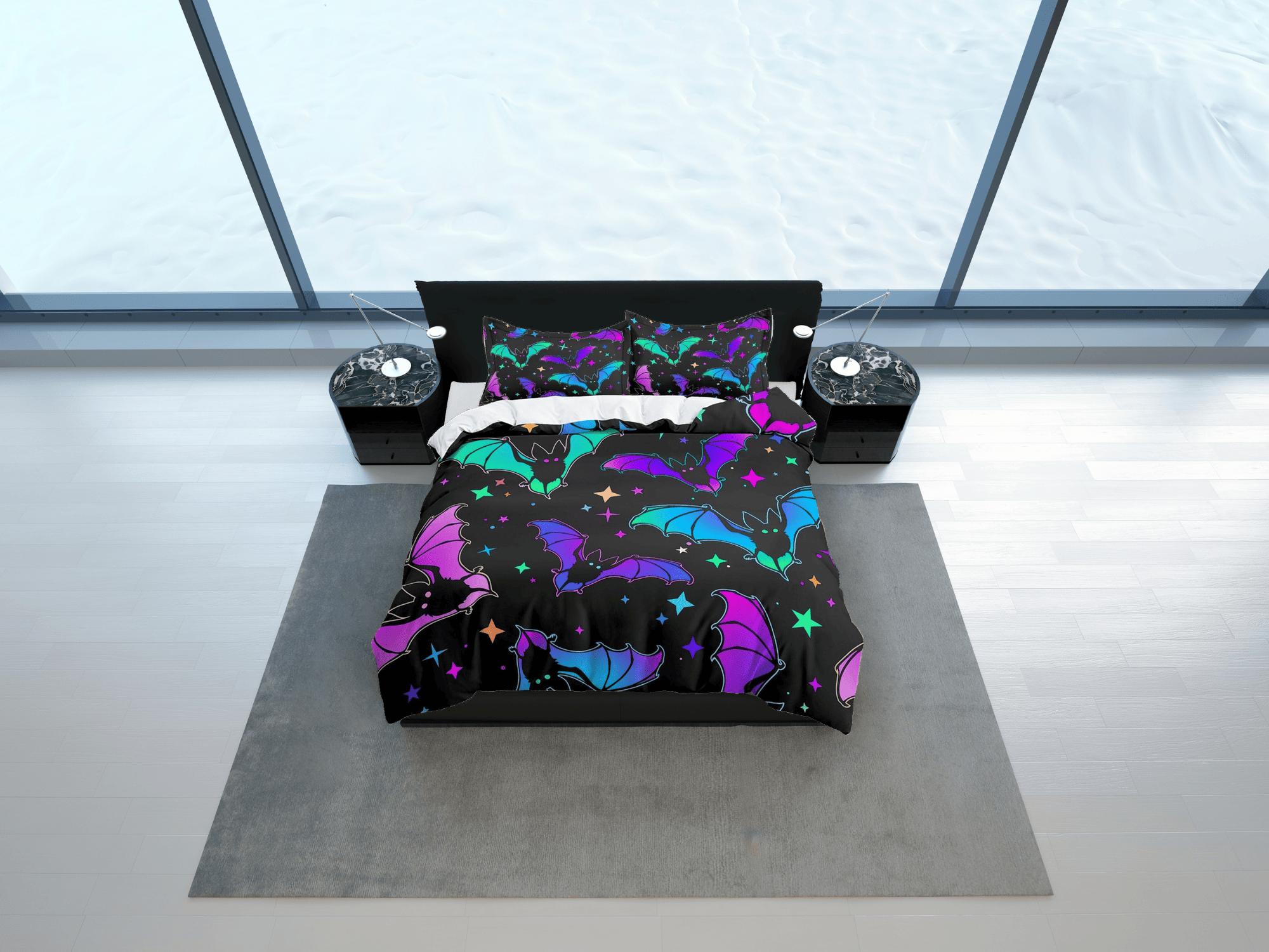 daintyduvet Bats and stars halloween bedding & pillowcase, gothic duvet cover, dorm bedding, halloween goth decor toddler bedding, halloween gift