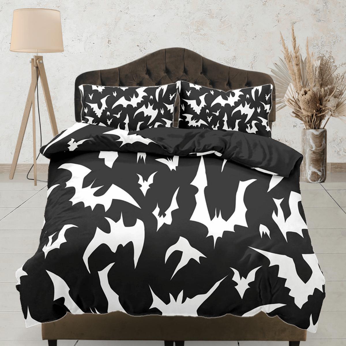 daintyduvet Bats halloween full size bedding & pillowcase, black duvet cover set dorm bedding, halloween decor, nursery toddler bedding, halloween gift