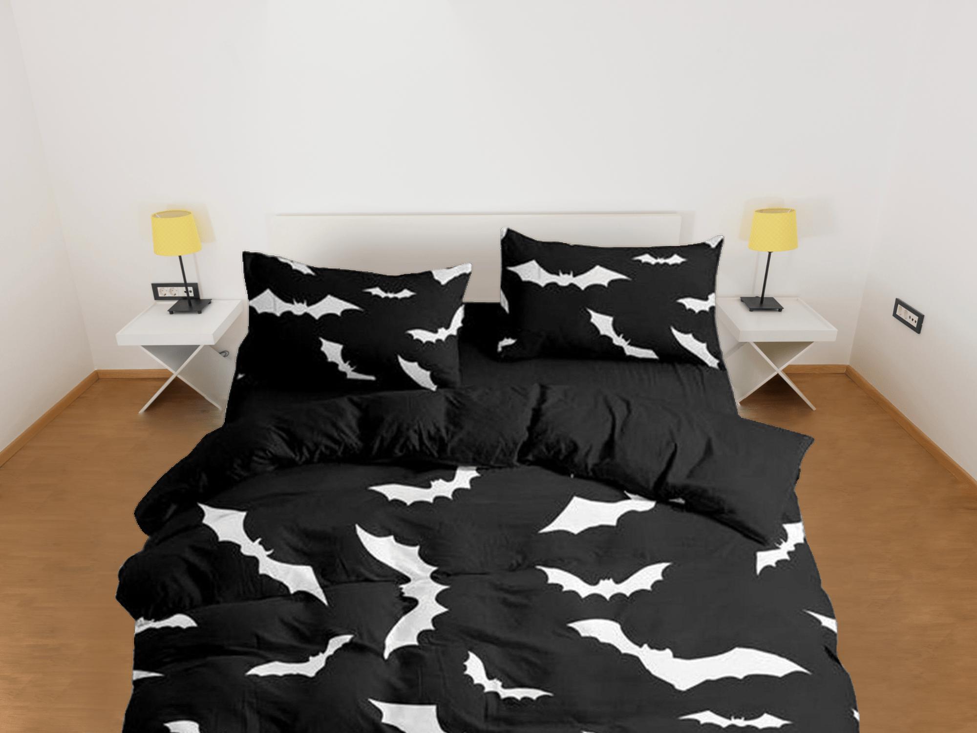 daintyduvet Bats halloween full size bedding & pillowcase, black duvet cover set dorm bedding, halloween decor, nursery toddler bedding, halloween gift