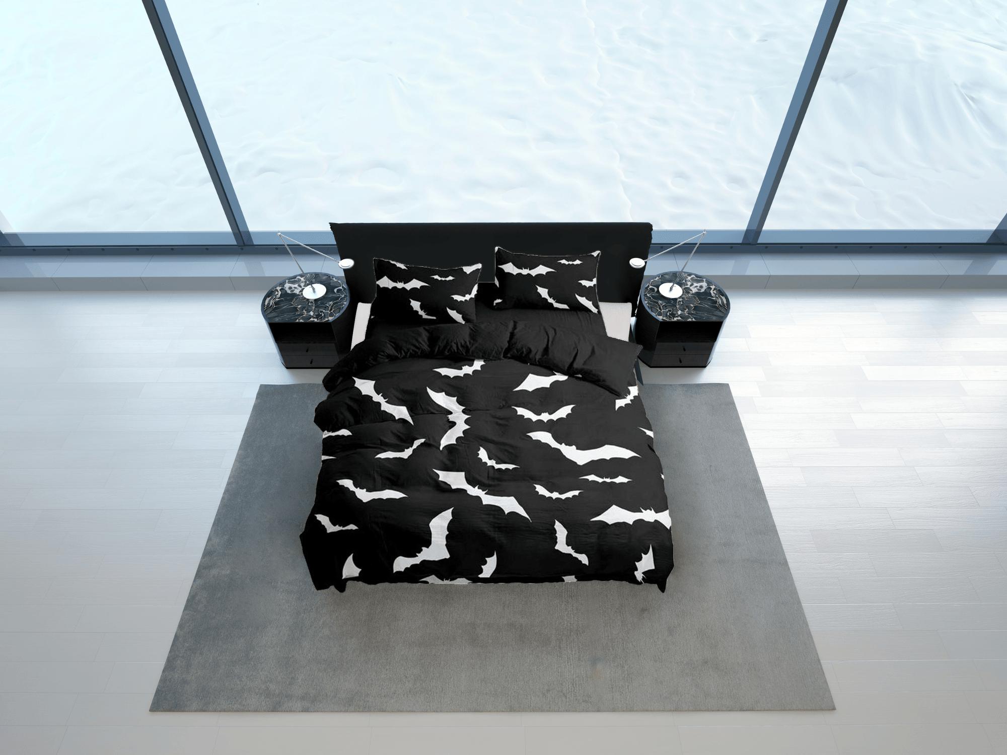 daintyduvet Bats halloween full size bedding & pillowcase, black duvet cover set dorm bedding, halloween decor, nursery toddler bedding, halloween gift