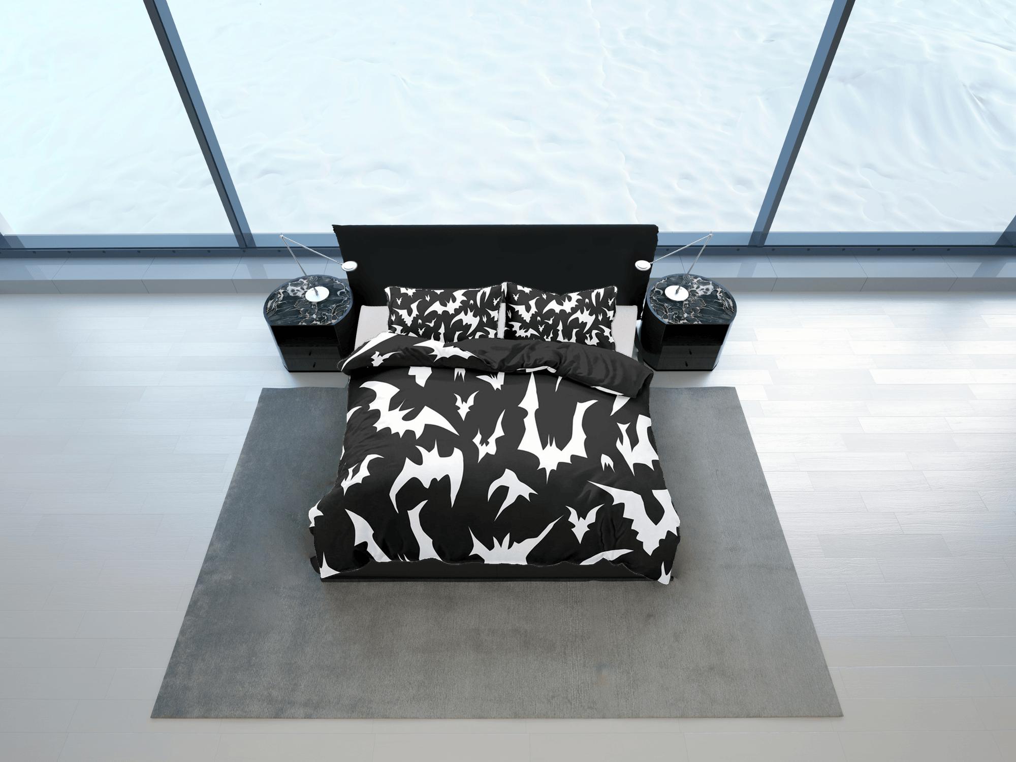 daintyduvet Bats halloween full size bedding & pillowcase, black duvet cover set dorm bedding, halloween decor, nursery toddler bedding, halloween gift