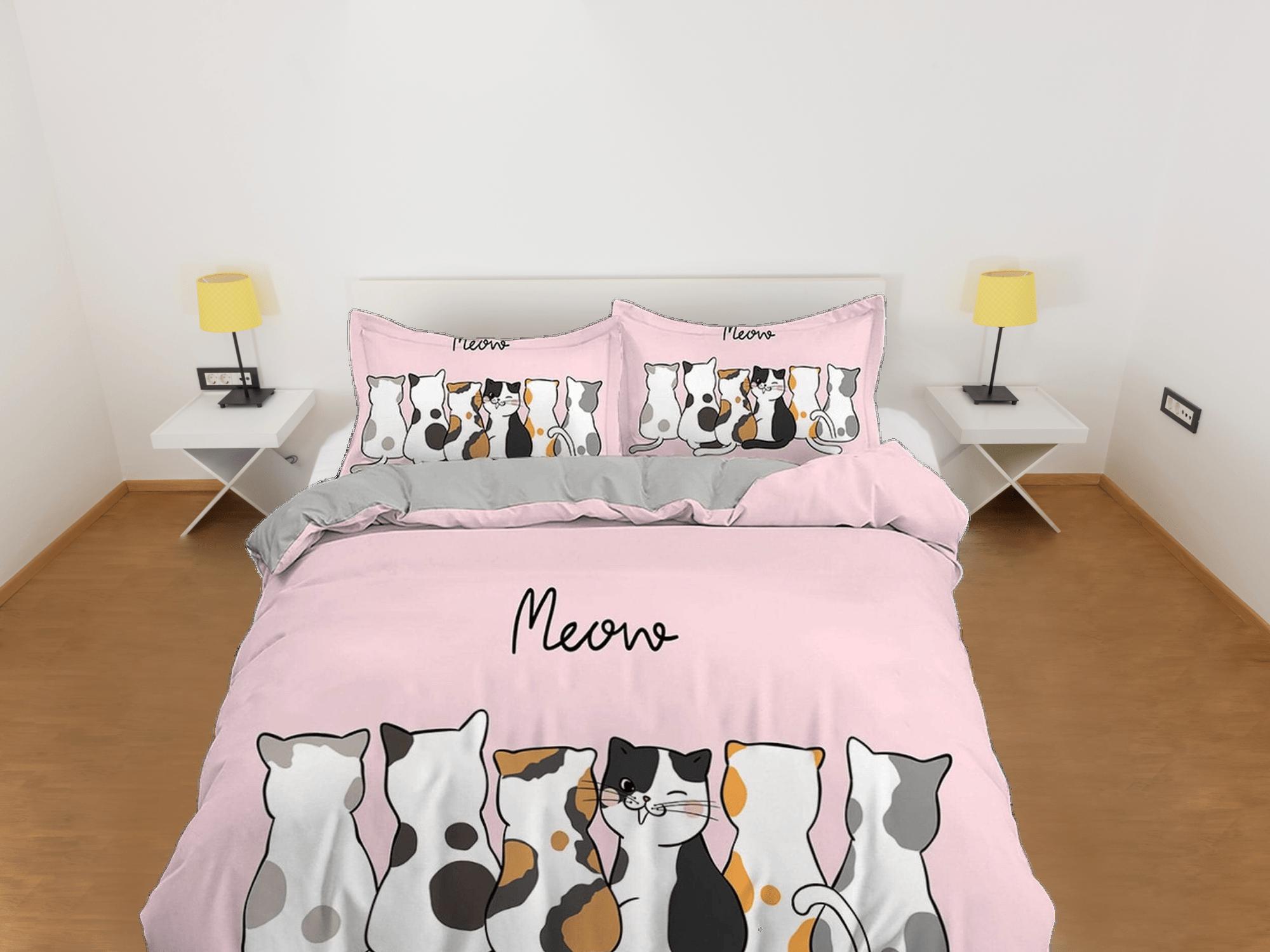 daintyduvet Best friends cat bedding, toddler bedding, kids duvet cover set, gift for cat lovers, baby bedding, baby shower gift, pink bedding