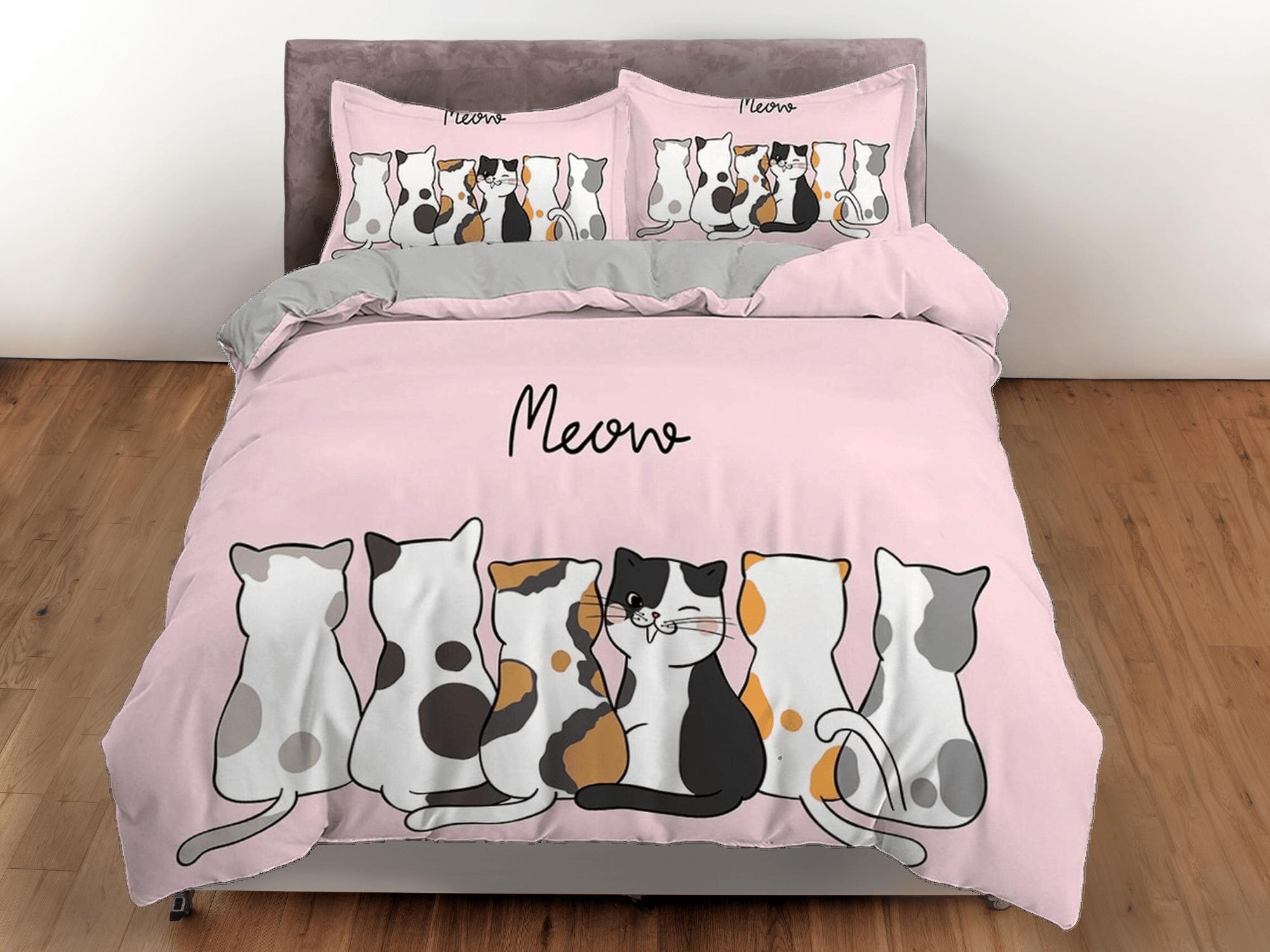daintyduvet Best friends cat bedding, toddler bedding, kids duvet cover set, gift for cat lovers, baby bedding, baby shower gift, pink bedding