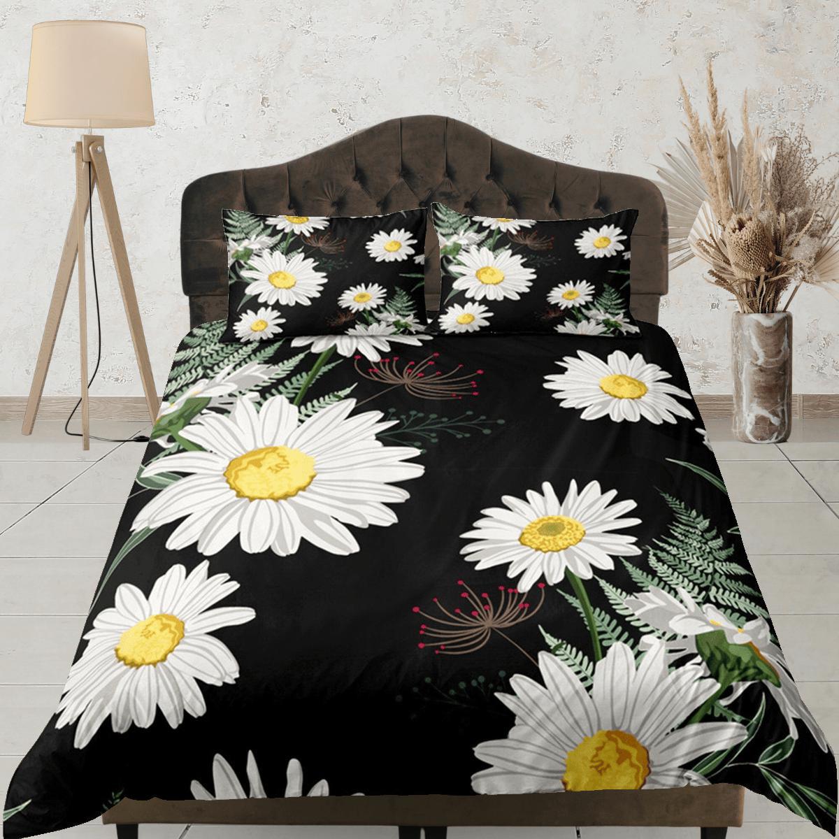 daintyduvet Black Duvet Cover Set Bedspread Dorm Bedding Set White Daisy