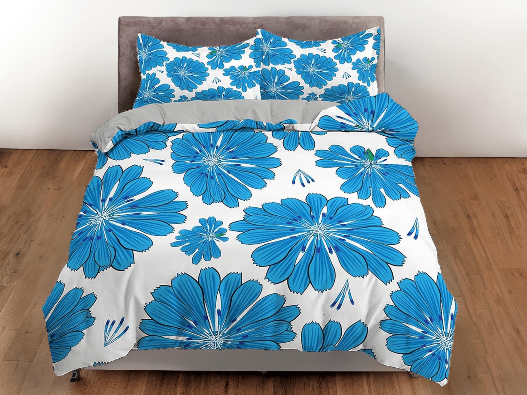 daintyduvet Blue floral duvet cover colorful bedding, teen girl bedroom, baby girl crib bedding boho maximalist bedspread aesthetic bedding