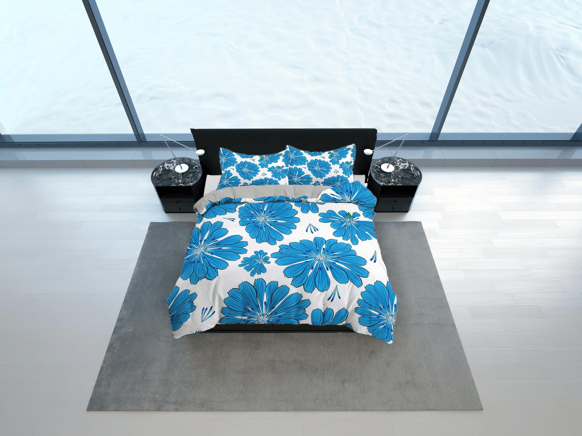 daintyduvet Blue floral duvet cover colorful bedding, teen girl bedroom, baby girl crib bedding boho maximalist bedspread aesthetic bedding