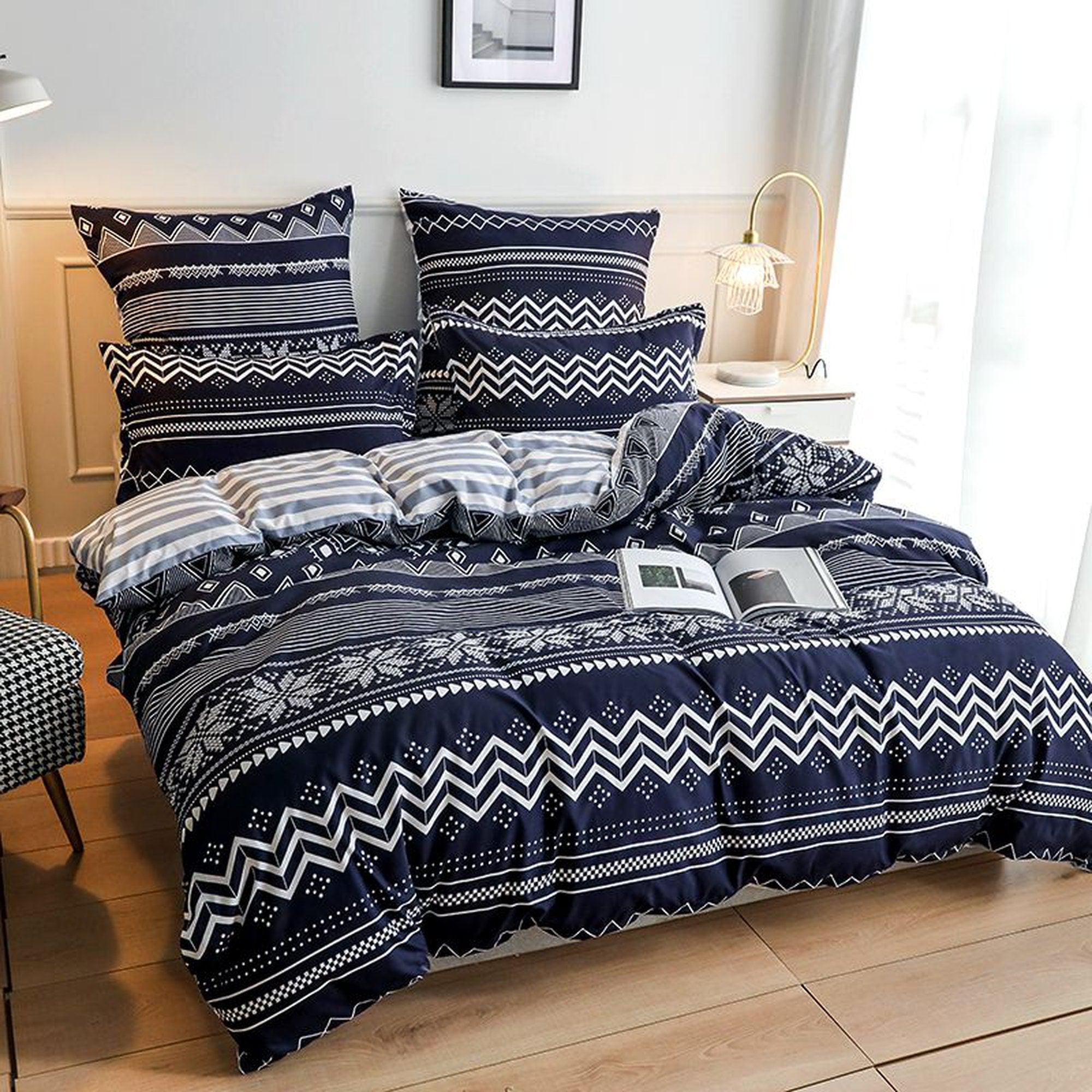 daintyduvet Bohemian Black Duvet Cover Set Boho Bedding, Hippie Dorm Bedding with Pillowcase
