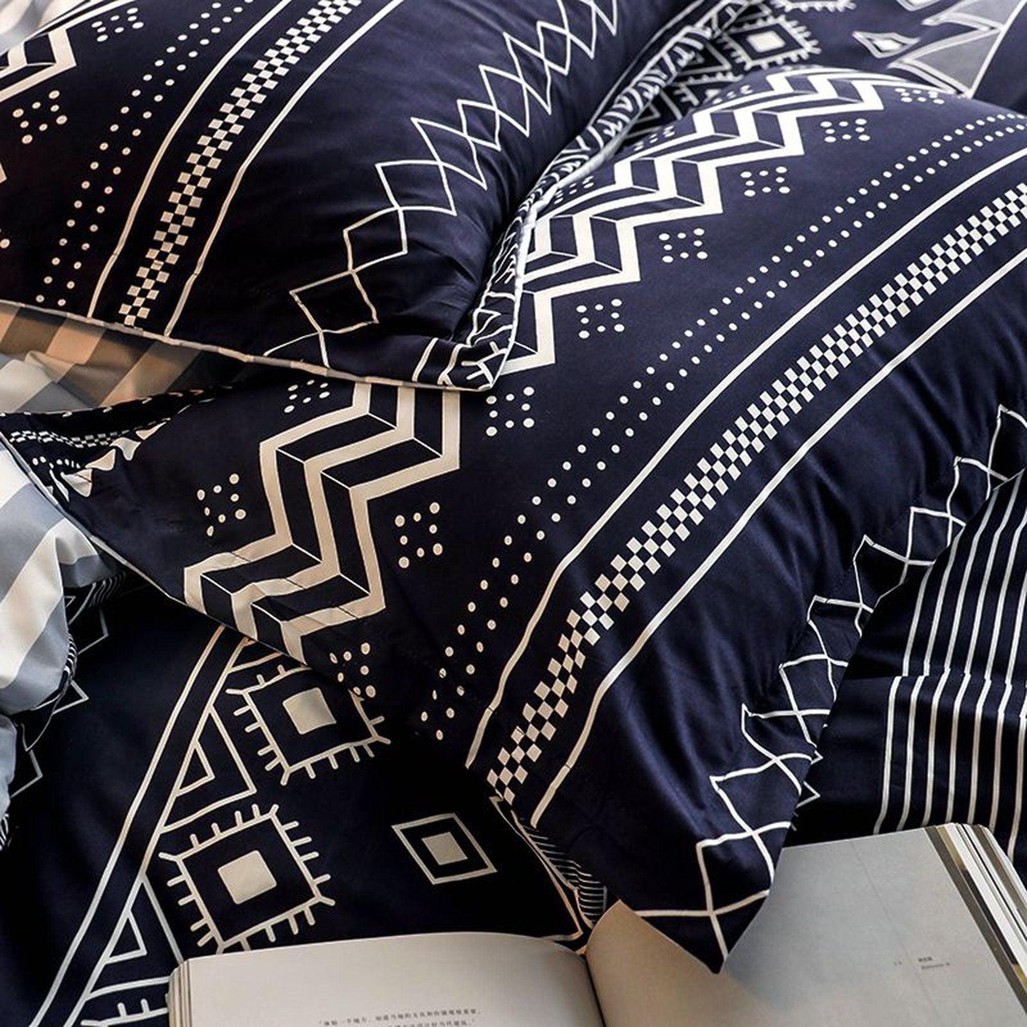 daintyduvet Bohemian Black Duvet Cover Set Boho Bedding, Hippie Dorm Bedding with Pillowcase