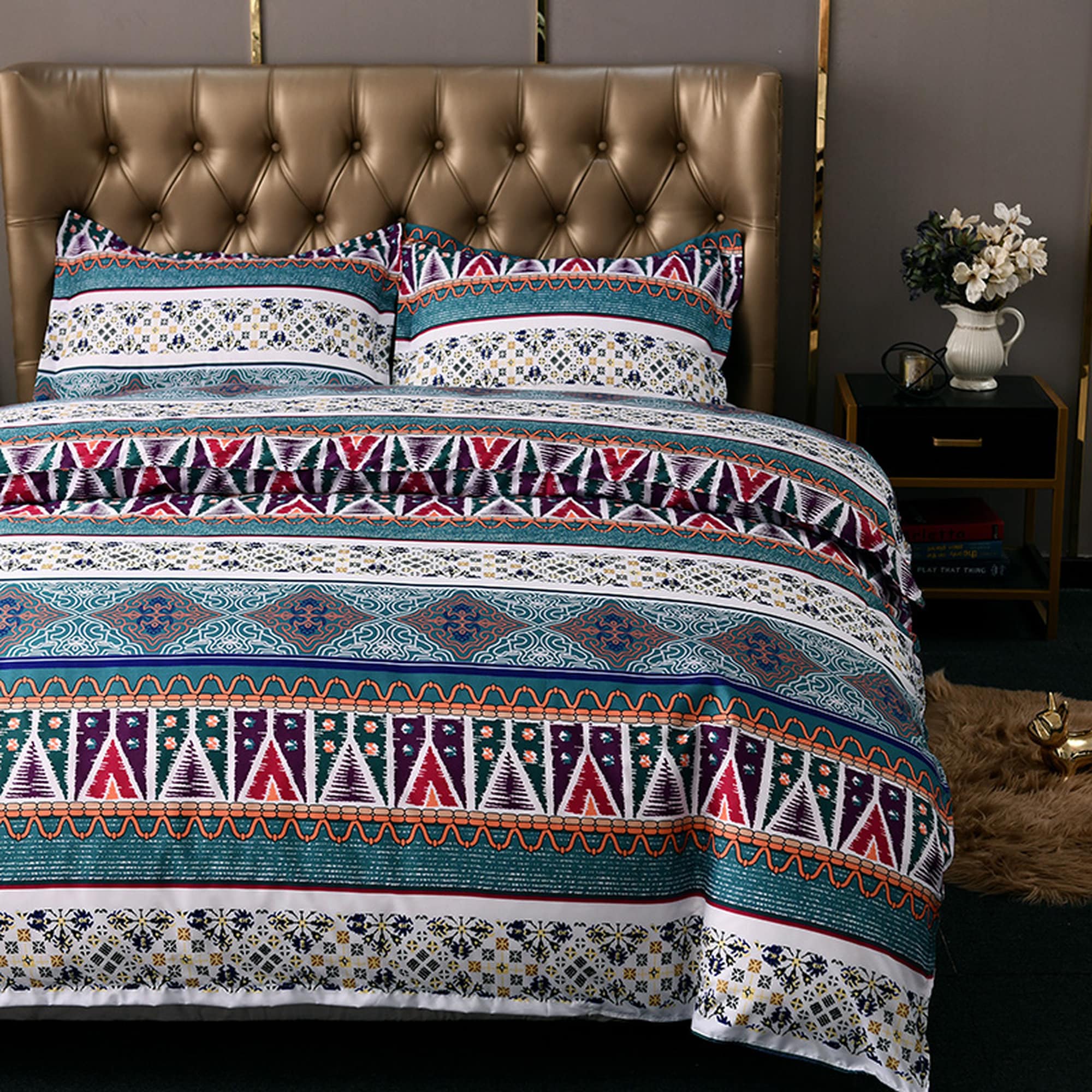 daintyduvet Bohemian Duvet Cover Set Boho Bedding, Hippie Dorm Bedding with Pillowcase