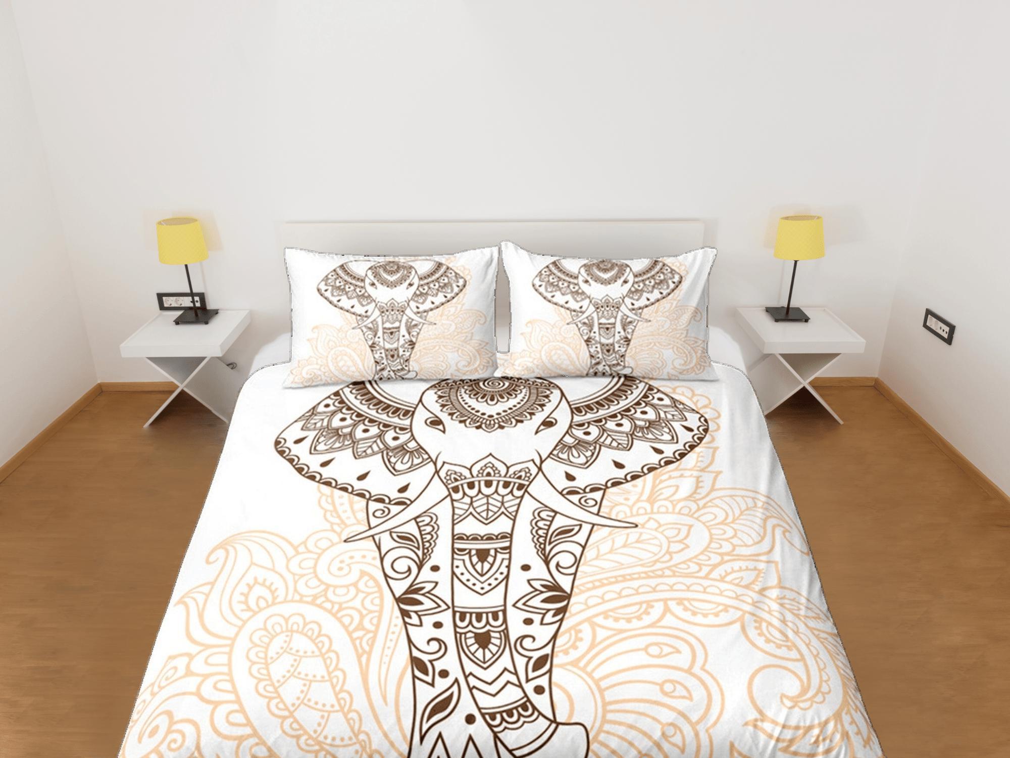 daintyduvet Bohemian Elephant Duvet Cover Set Boho Bedding, Dorm Bedding with Pillowcase