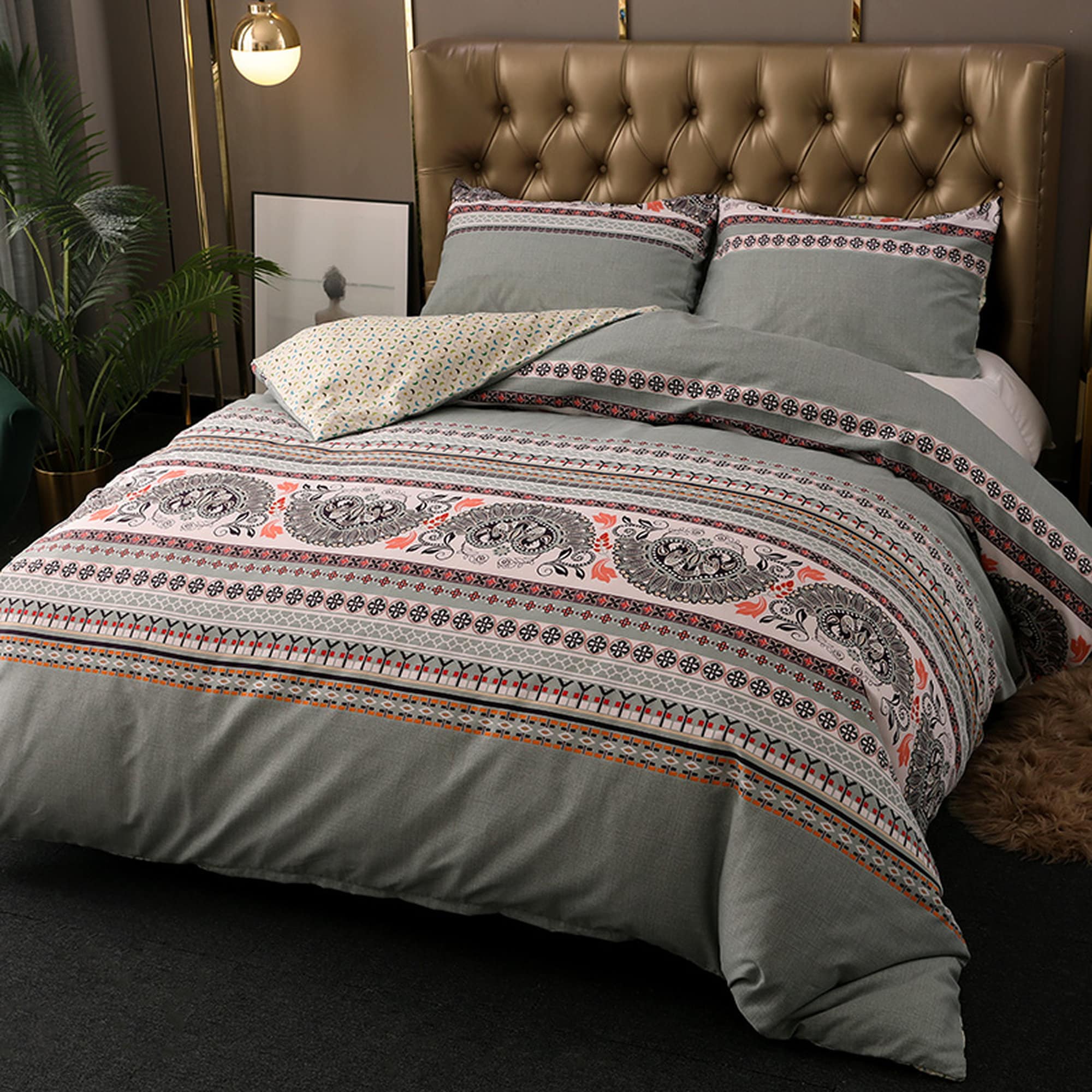 daintyduvet Bohemian Paisley Duvet Cover Set Boho Bedding, Hippie Dorm Bedding with Pillowcase