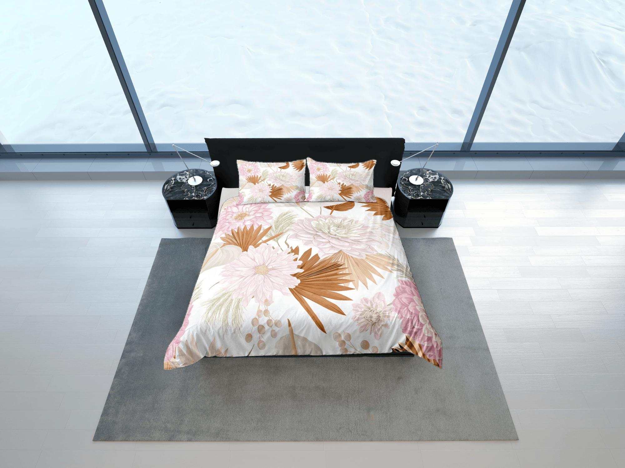 daintyduvet Bohemian pink floral duvet cover colorful bedding, teen girl bedroom, baby girl crib bedding boho maximalist bedspread aesthetic bedding