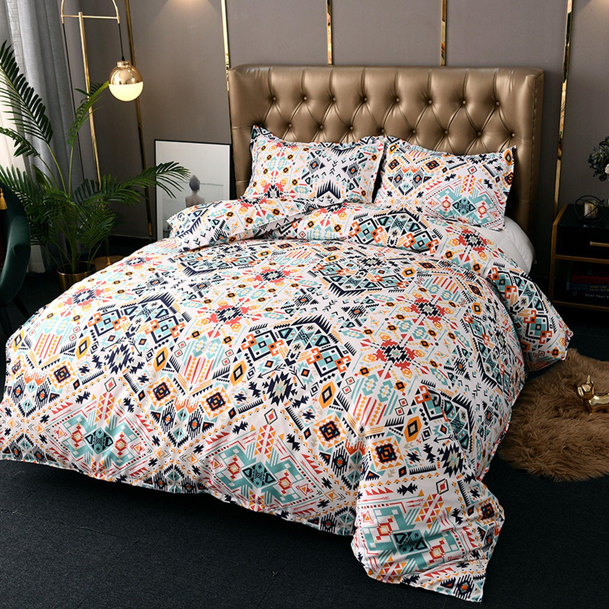 daintyduvet Bohemian White Duvet Cover Set Boho Bedding, Hippie Dorm Bedding with Pillowcase
