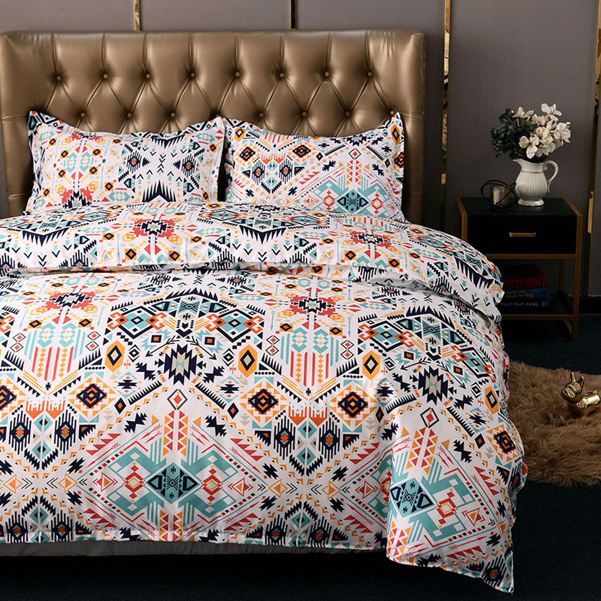 daintyduvet Bohemian White Duvet Cover Set Boho Bedding, Hippie Dorm Bedding with Pillowcase