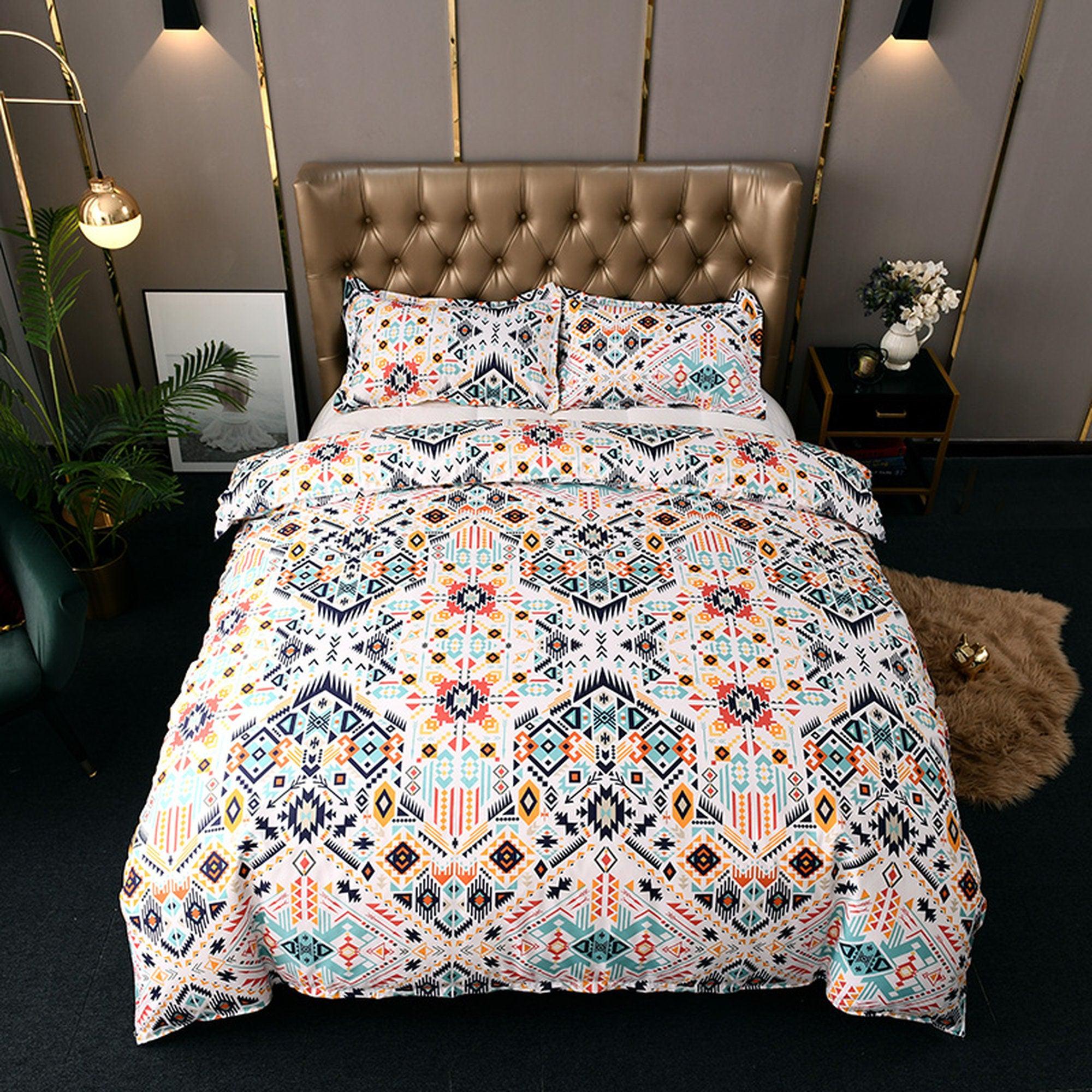 daintyduvet Bohemian White Duvet Cover Set Boho Bedding, Hippie Dorm Bedding with Pillowcase