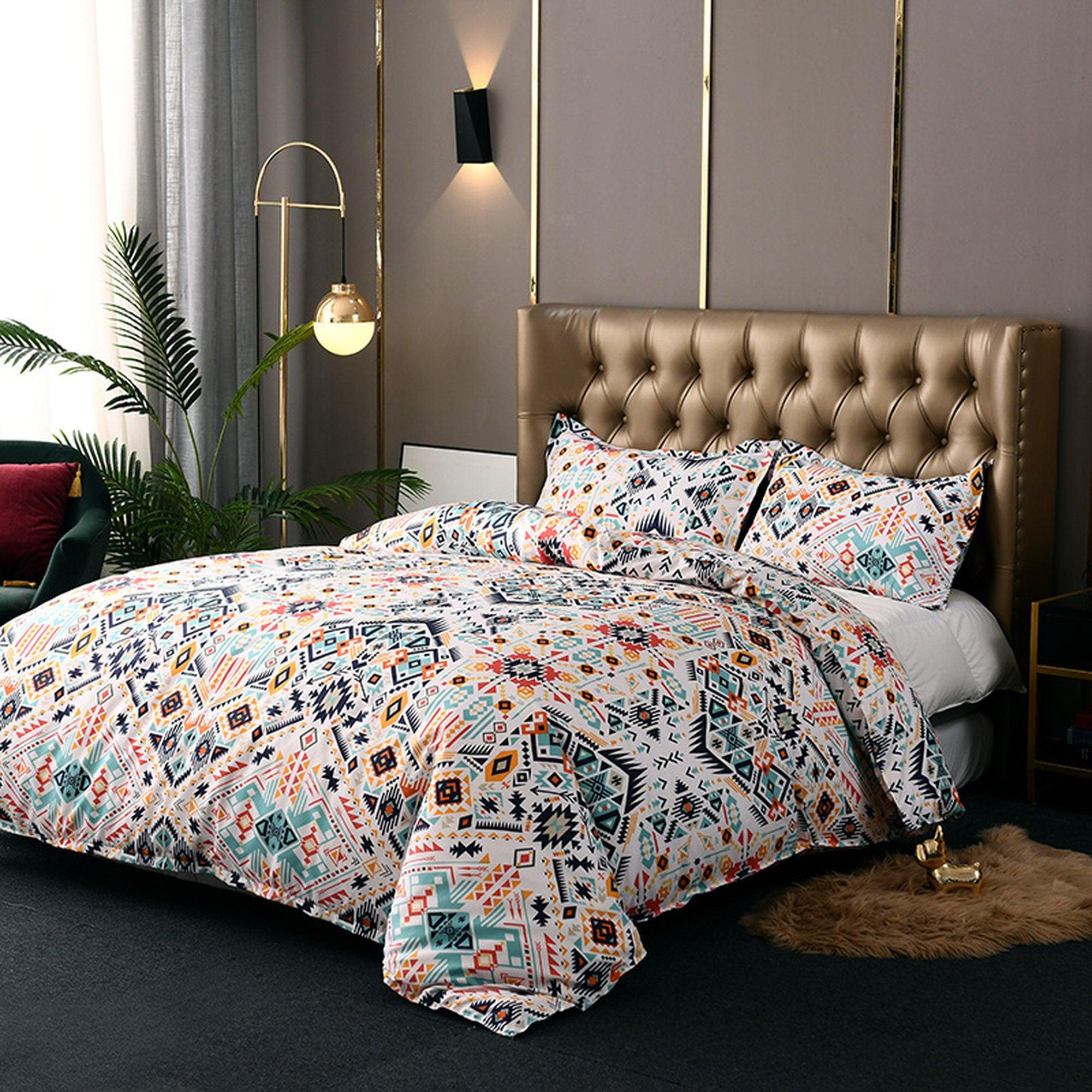 daintyduvet Bohemian White Duvet Cover Set Boho Bedding, Hippie Dorm Bedding with Pillowcase