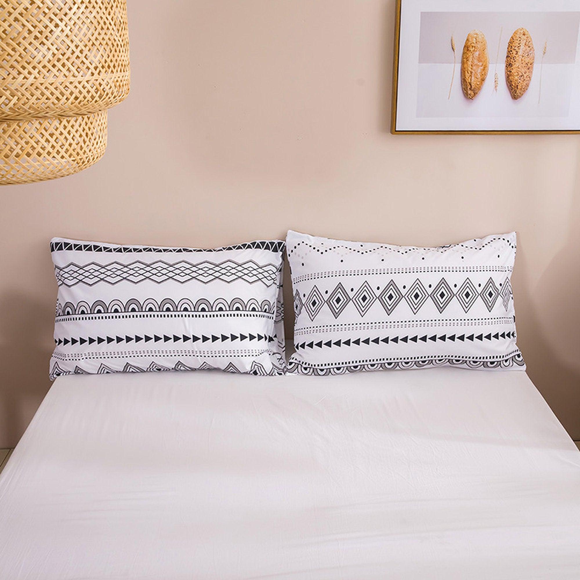 daintyduvet Bohemian White Duvet Cover Set Boho Bedding, Hippie Dorm Bedding with Pillowcase