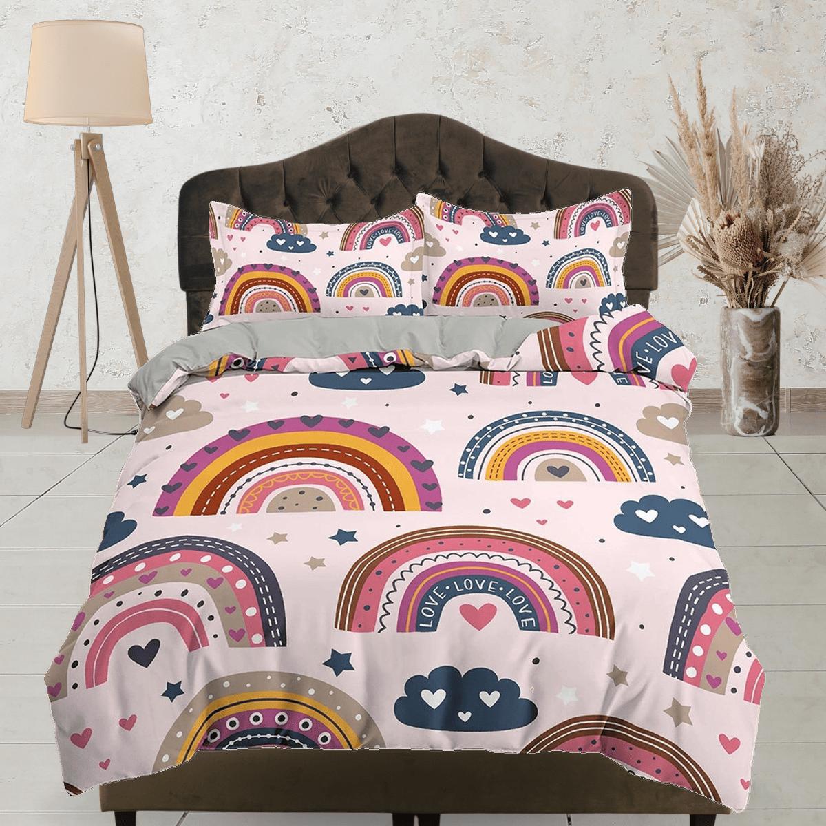 daintyduvet Boho Rainbow Bedding Nordic Design, Dorm Bedding Adult Duvet Cover, Toddler Bedding, Aesthetic Duvet Cover King Queen Full Twin Single